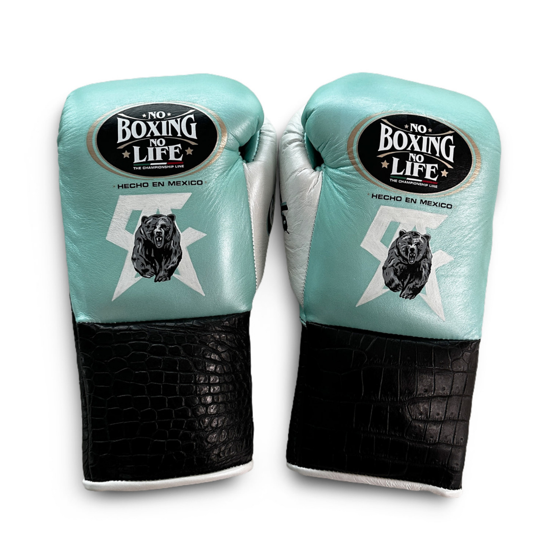 No Boxing No Life Black/Blue Professional Training Boxing Gloves | Customizable