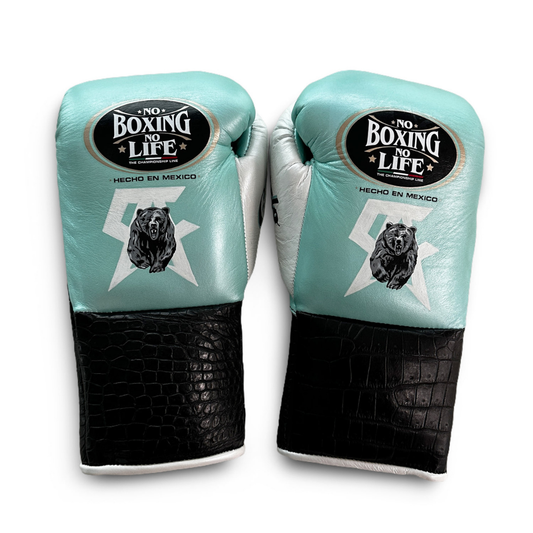No Boxing No Life Black/Blue Professional Training Boxing Gloves | Customizable