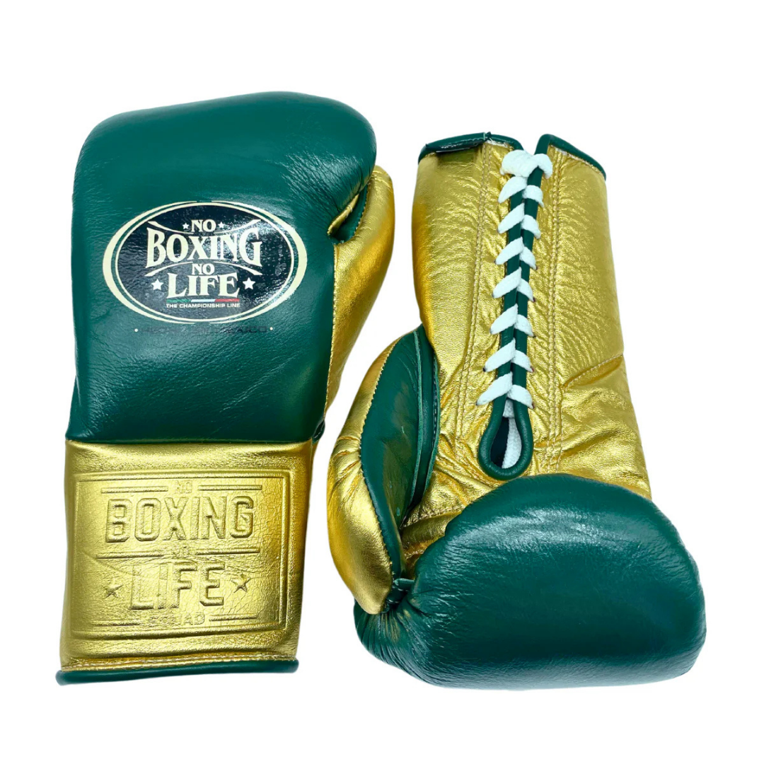 No boxing no life Green/Gold boxing gloves, premium soft-padding training gear