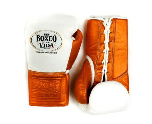 No Boxing No Life White/Orange Professional Training Boxing Gloves | Customizable