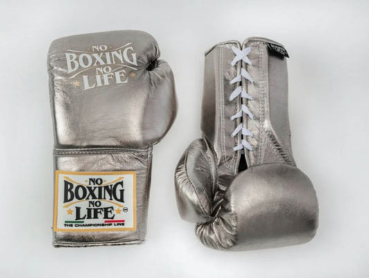 No boxing no life Silver  boxing gloves, premium soft-padding sparring gloves