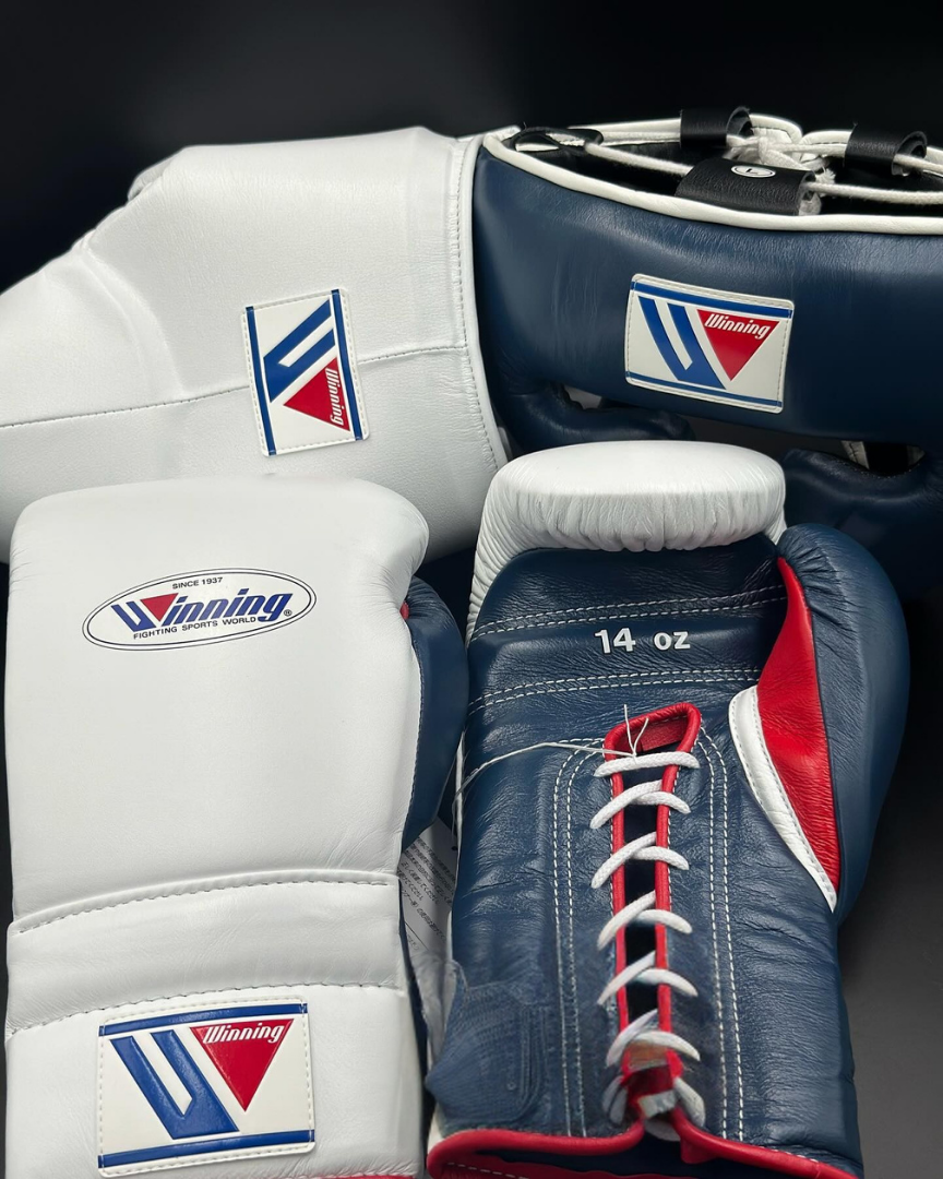 Personalized  Winning Blue/White Boxing set | Custom  winning Headguard and Groinguard