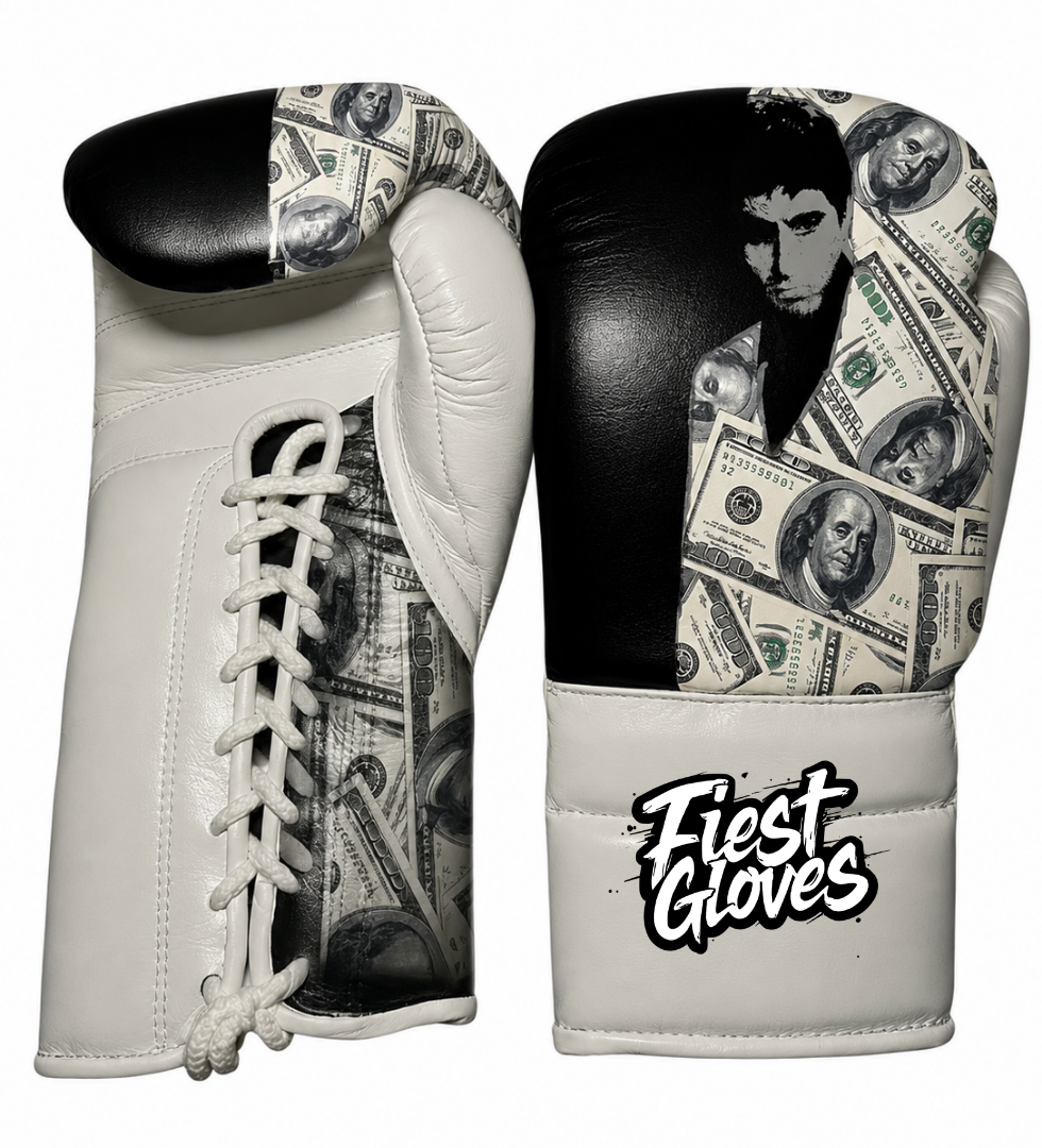 Fiest Winning Style Boxing Gloves White/Black Training Lace-Up