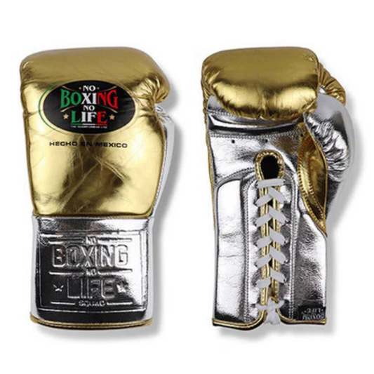 No Boxing No Life Gold/Silver Professional Training Boxing Gloves | Customizable