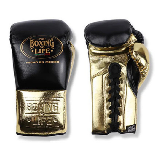No Boxing No Life Black/Gold Professional Training Boxing Gloves | Customizable Gloves