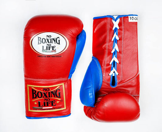 No Boxing No Life Blue/Red Professional Training Boxing Gloves | Customizable Gear