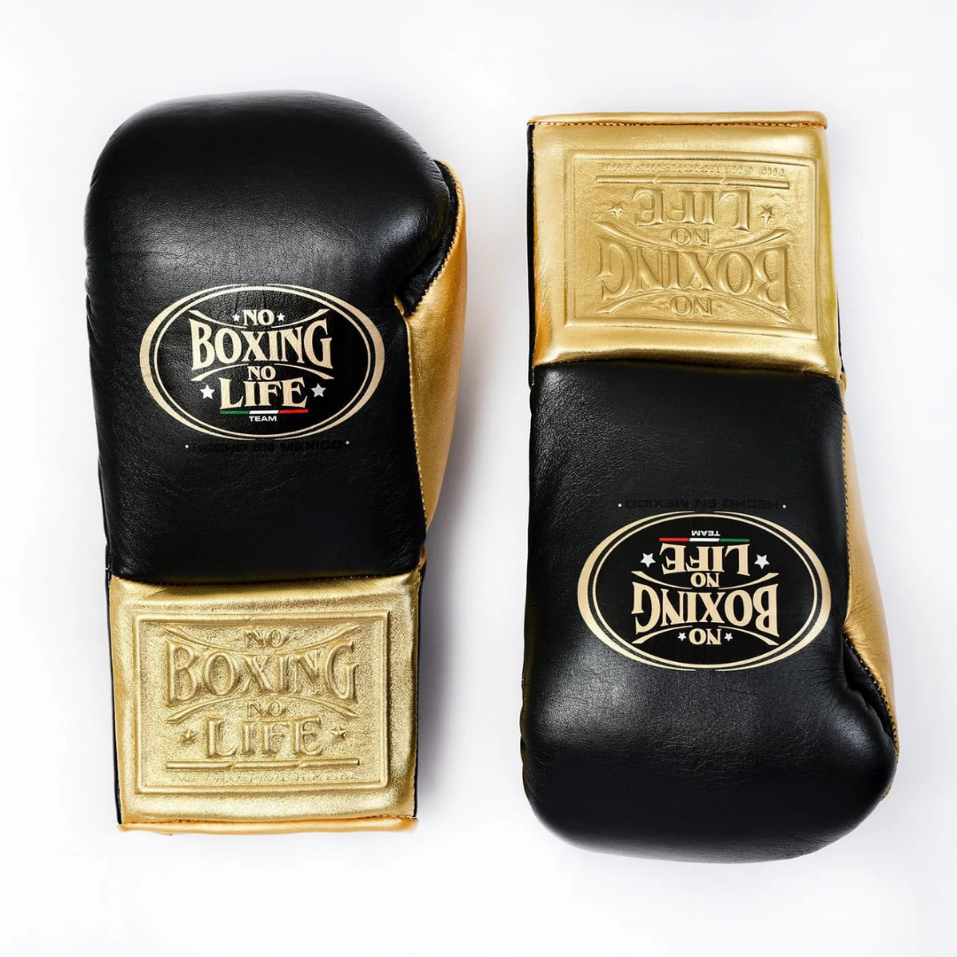 No boxing no life Black/Gold boxing gloves, premium soft-padding sparring training gear