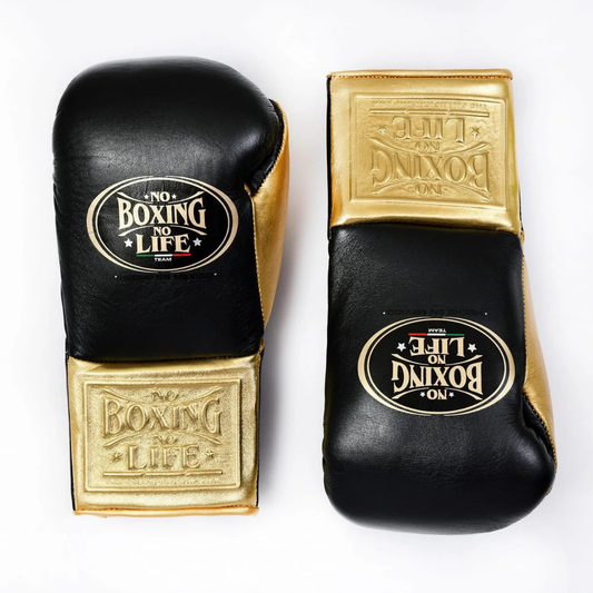 No boxing no life Black/Gold boxing gloves, premium soft-padding sparring training gear