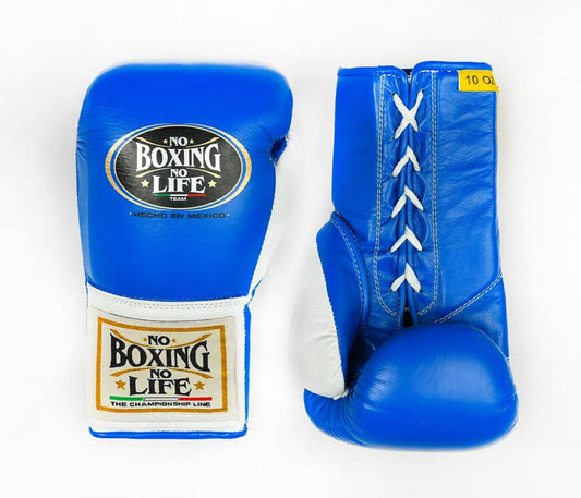 No boxing no life Blue/White boxing gloves 4-24oz , premium soft-fit sparring gear