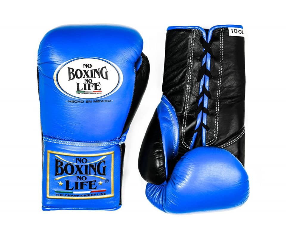 No Boxing No Life Boxing Gloves Blue/Black Lace-Up 10oz