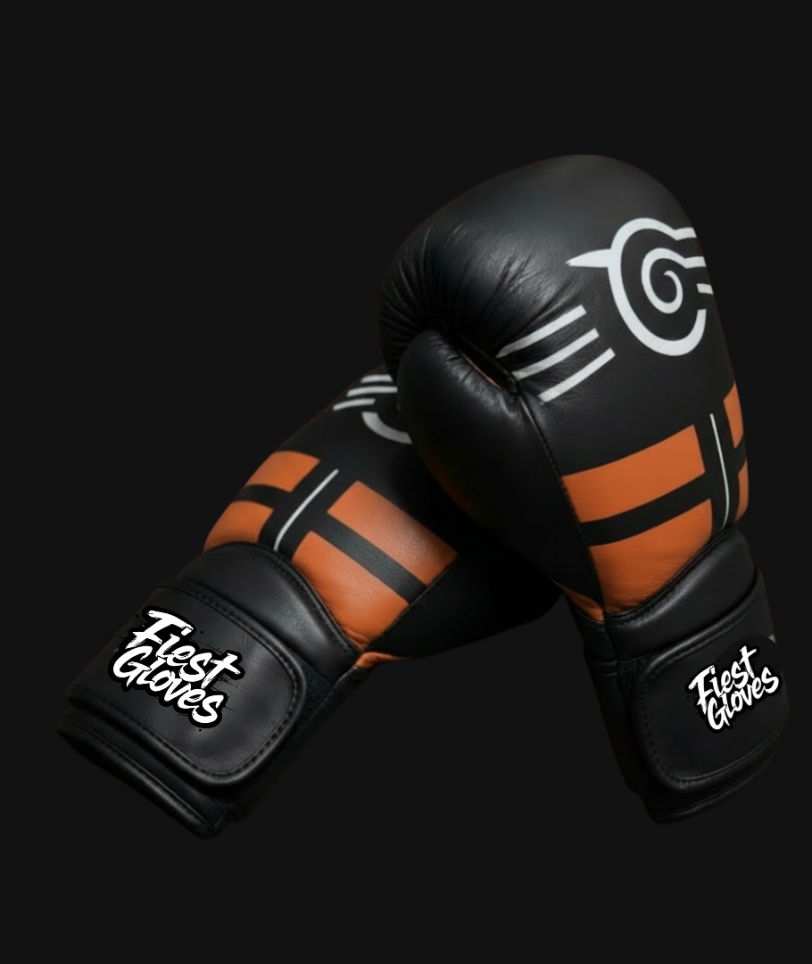 Fiest Winning Style Boxing Gloves Black/Orange/White Training Velcro