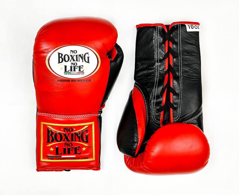 No Boxing No Life Boxing Gloves Red/Black Leather