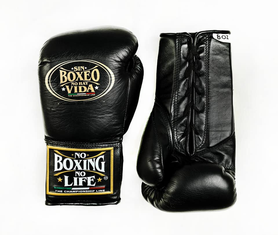No Boxing No Life Boxing Gloves Black Lace-Up Training
