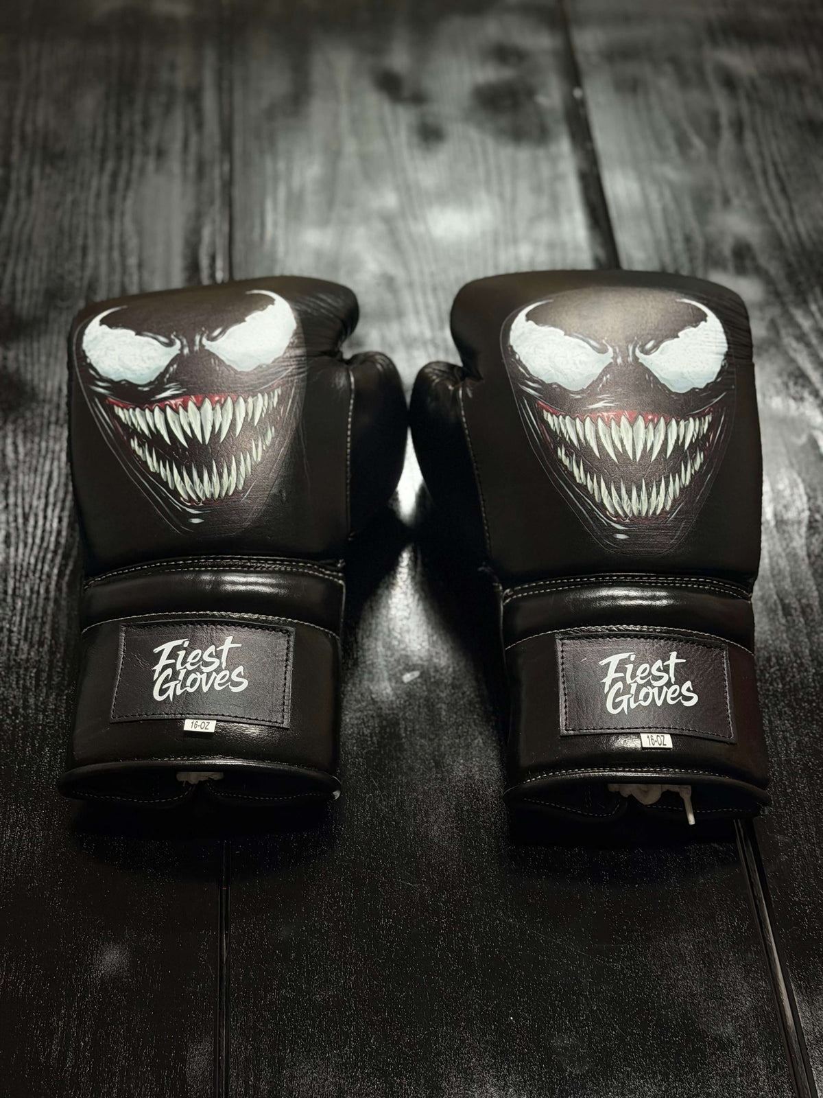 Fiest Winning Venum Style Boxing Sets Black Leather Gloves Back View