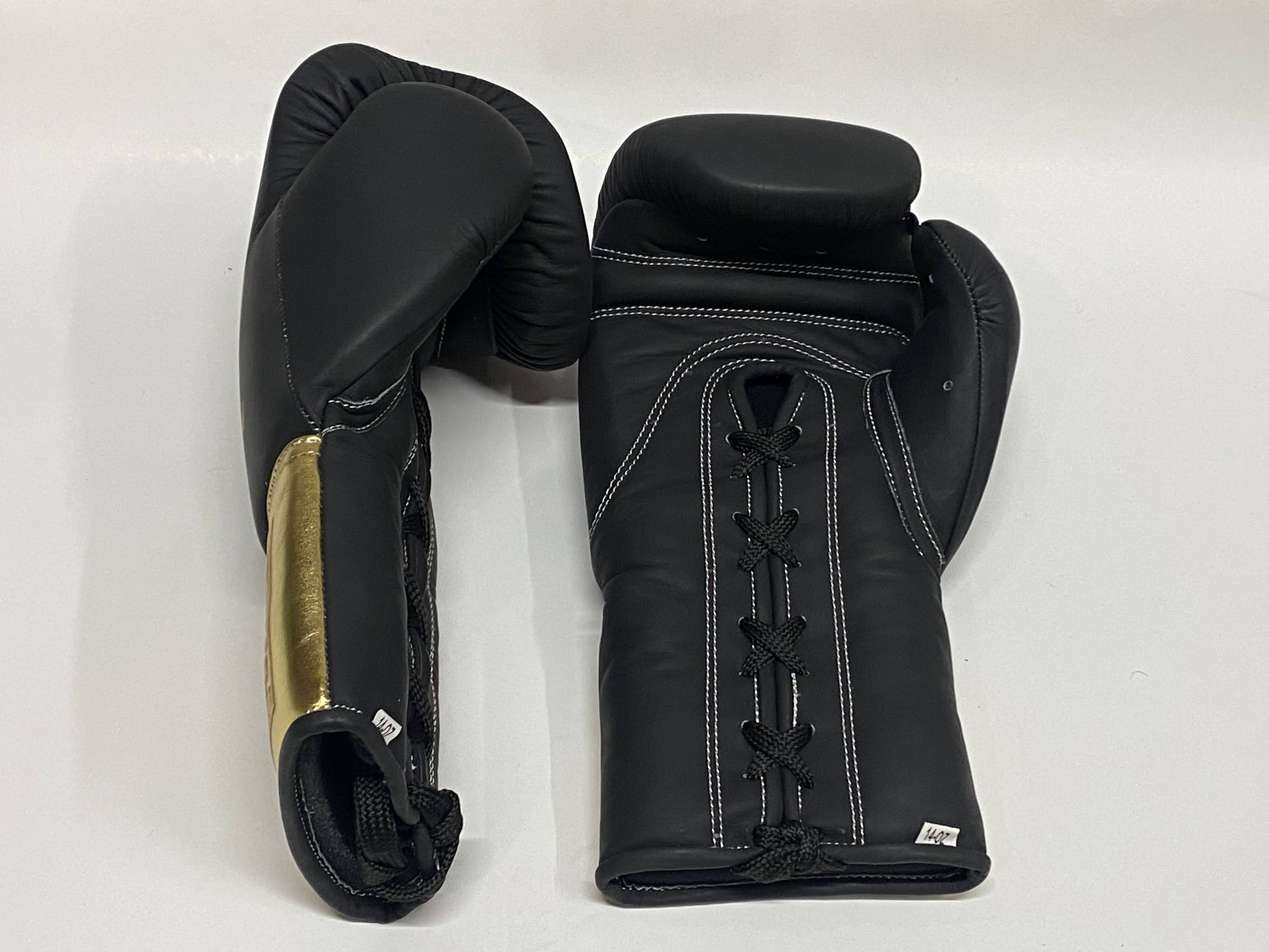 No Boxing No Life Boxing Gloves Black/Gold Durable Leather