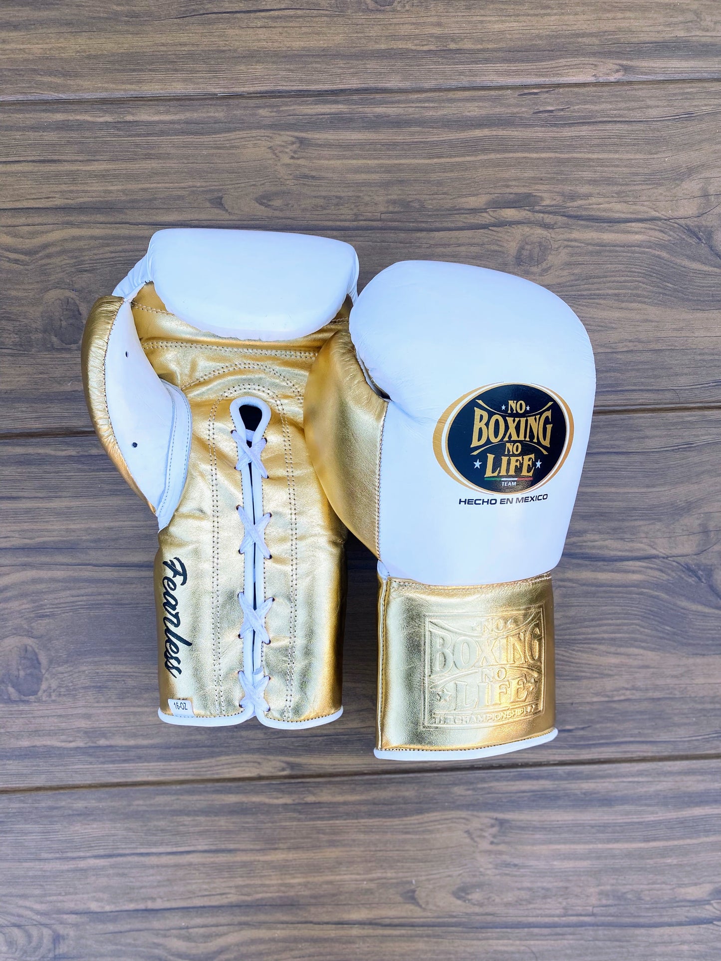 No Boxing No Life White/Gold Premium Training Boxing Gears | Customizable