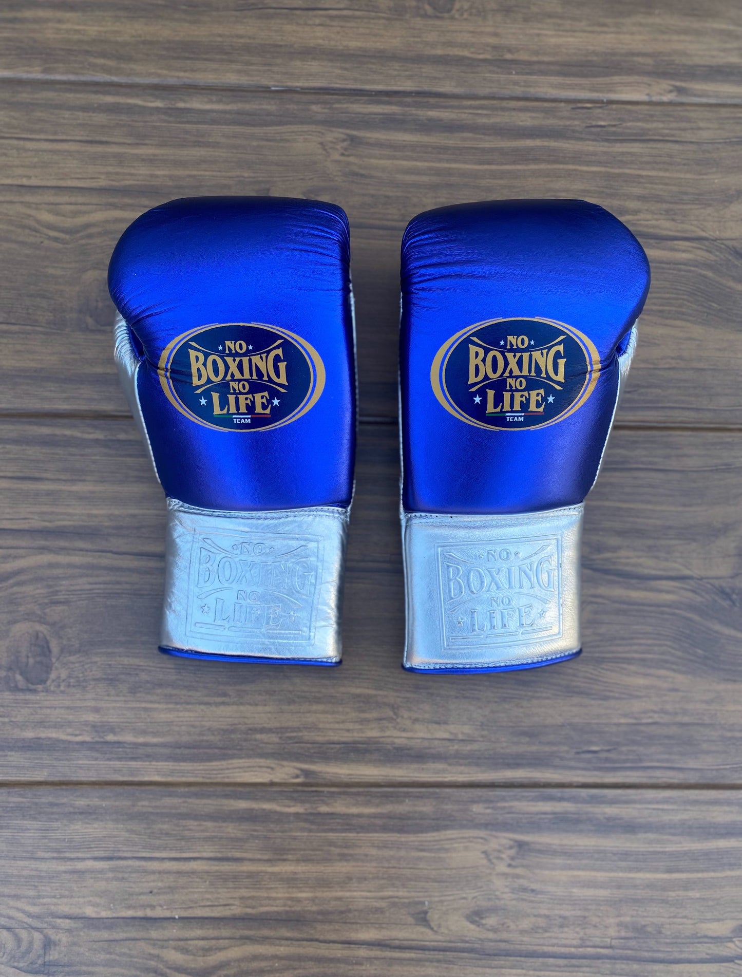 No boxing no life Blue/Silver boxing gloves , soft cushion sparring gloves