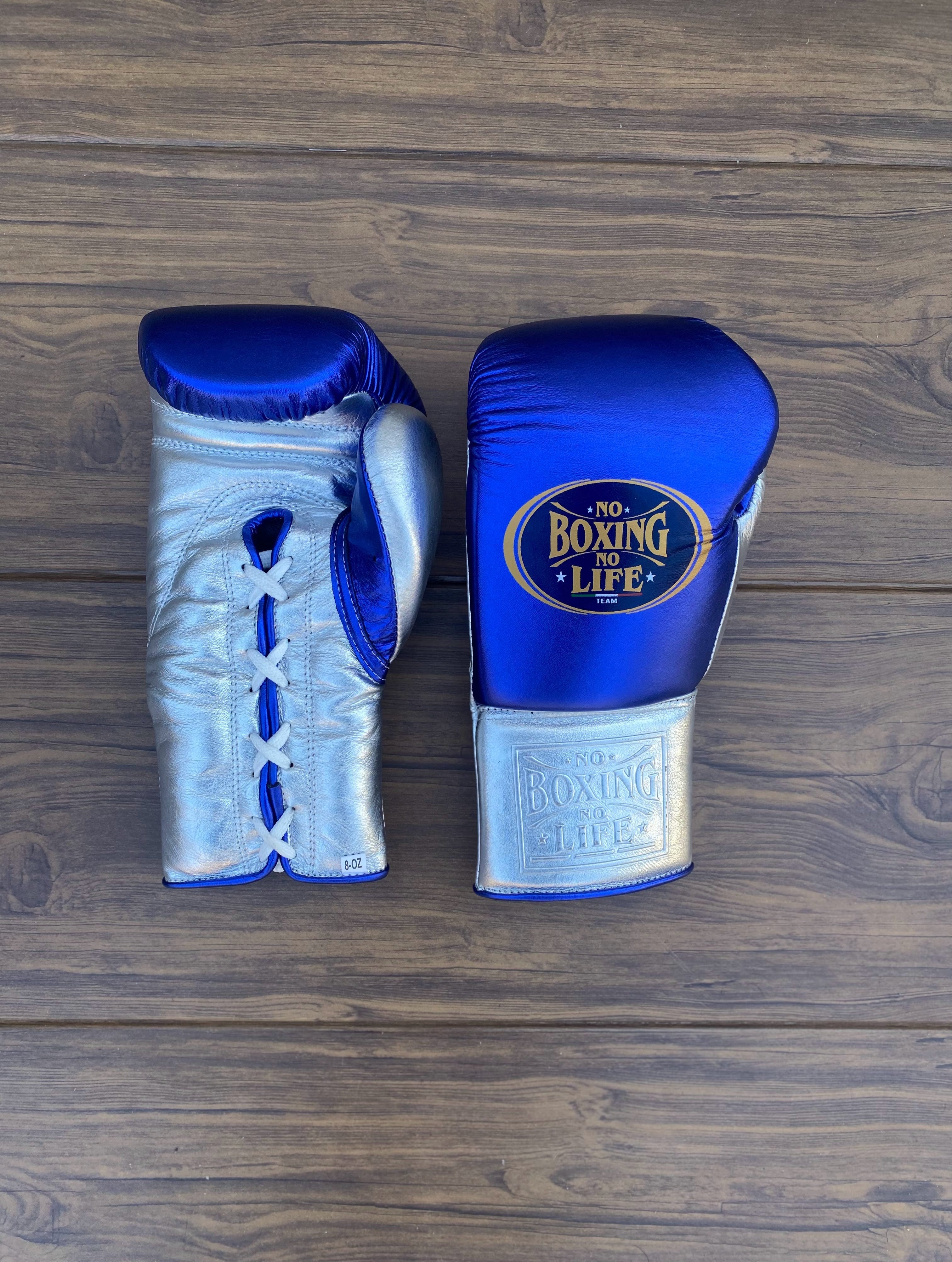 Customizable boxing glove, High Quality Gloves Blue/Silver