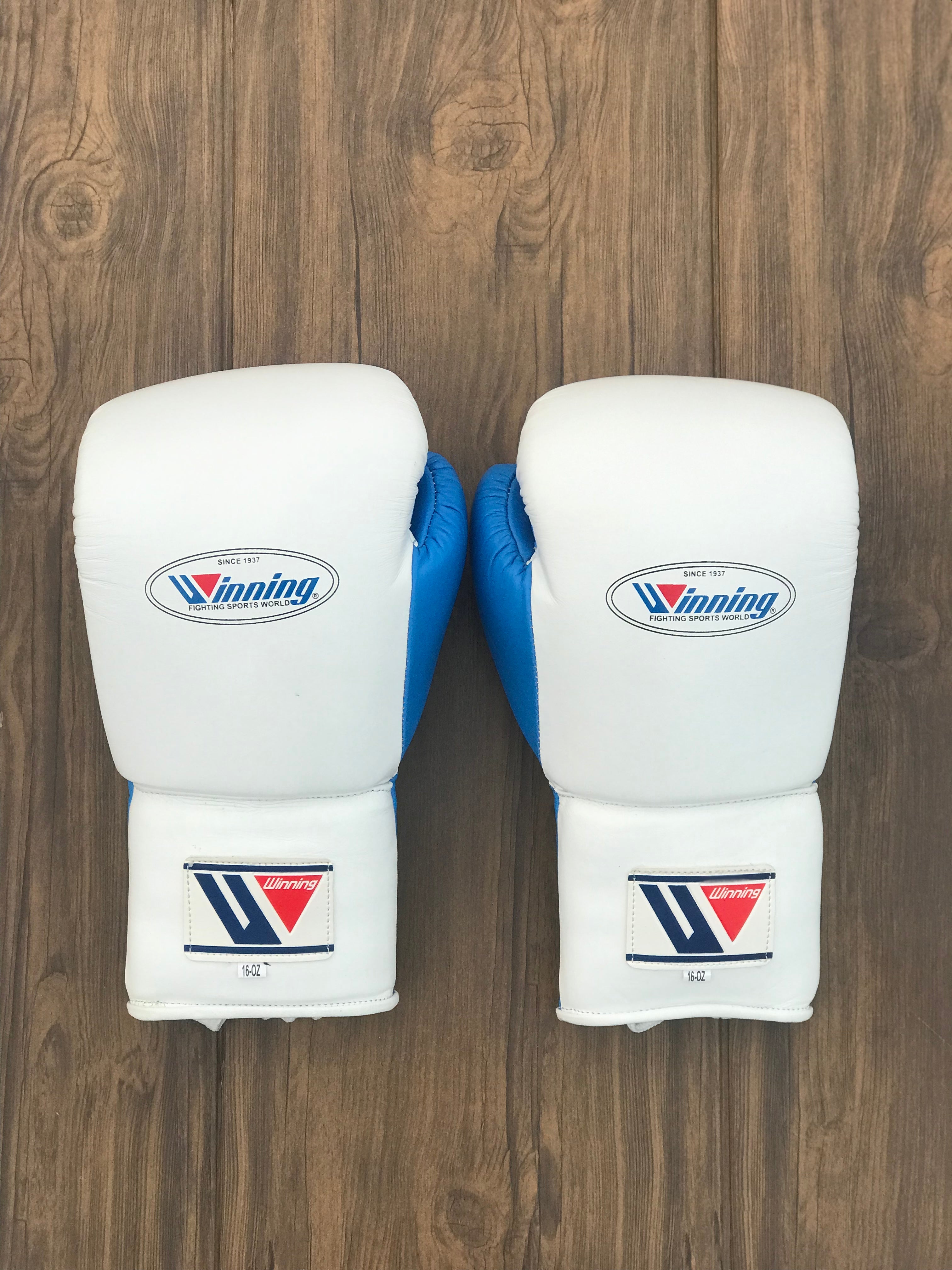Winning Boxing Gloves White/Blue Custom made