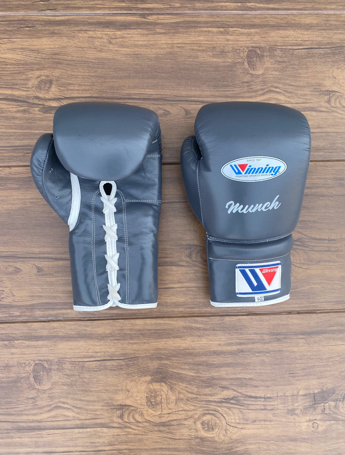 Winning Boxing Gloves Grey Lace-Up Training