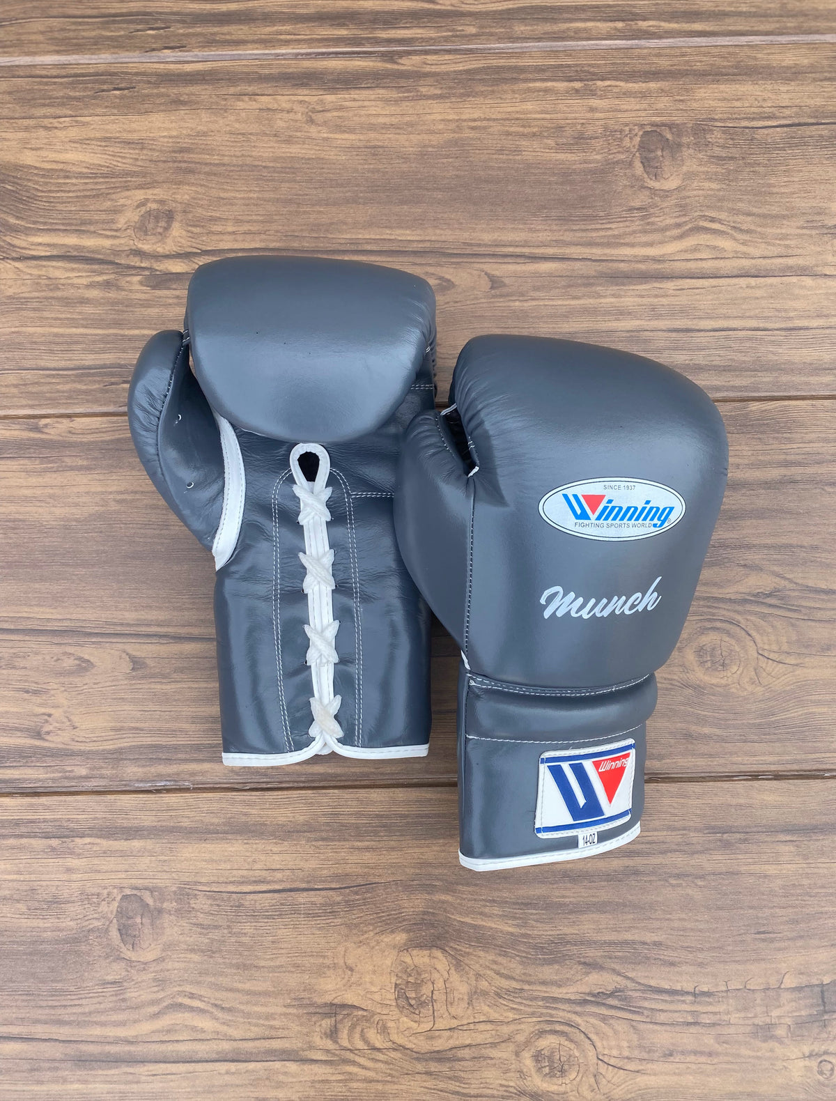 Winning Boxing Gloves Grey Lace-Up Training