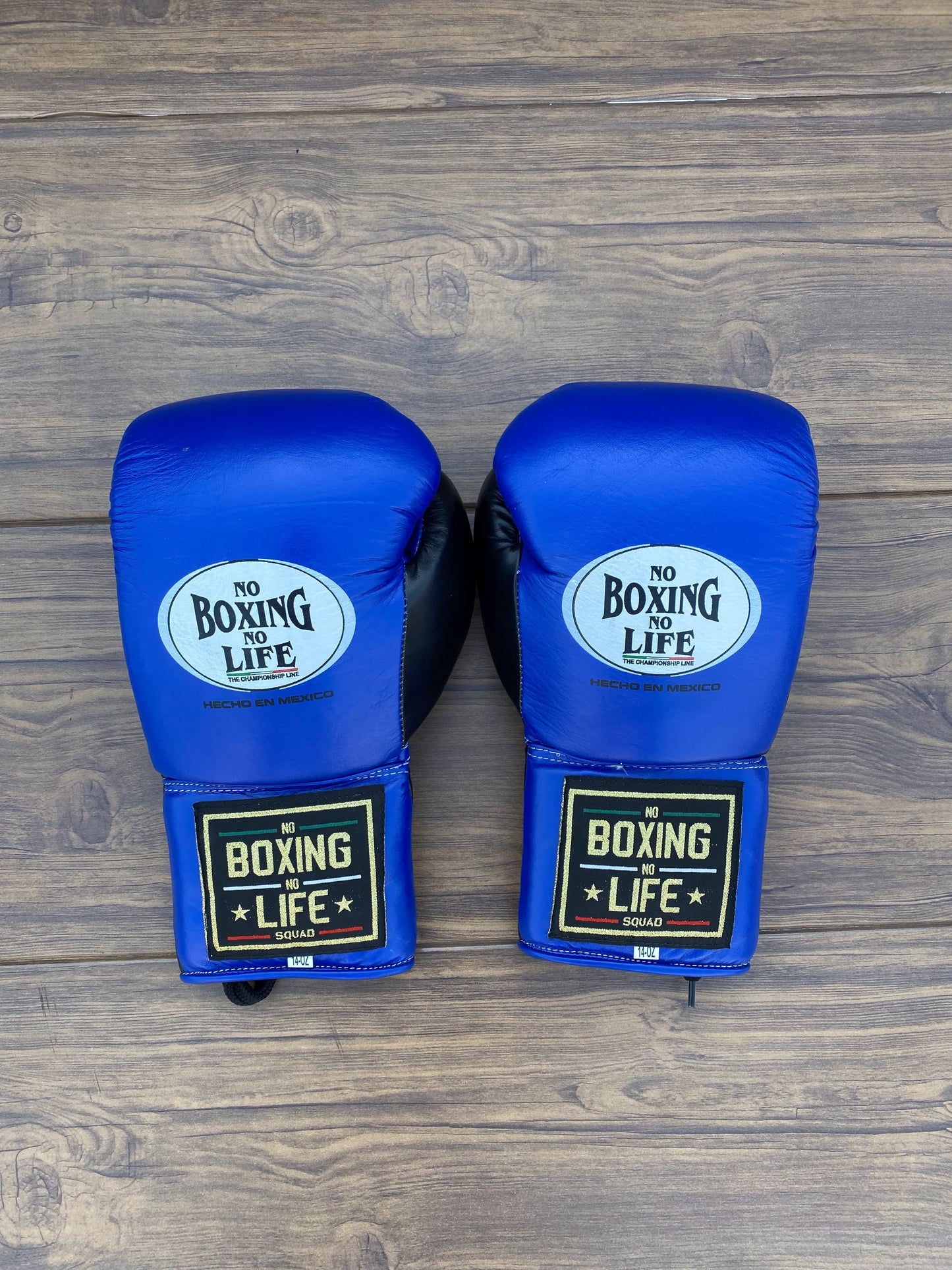 No Boxing No Life Blue/Black Professional Sparring Boxing Gloves | Customizable