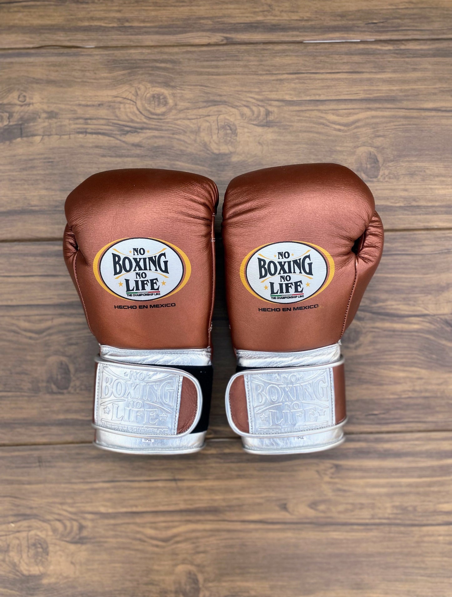 No Boxing No Life Brown/Silver Professional Training Boxing Gloves | Customizable