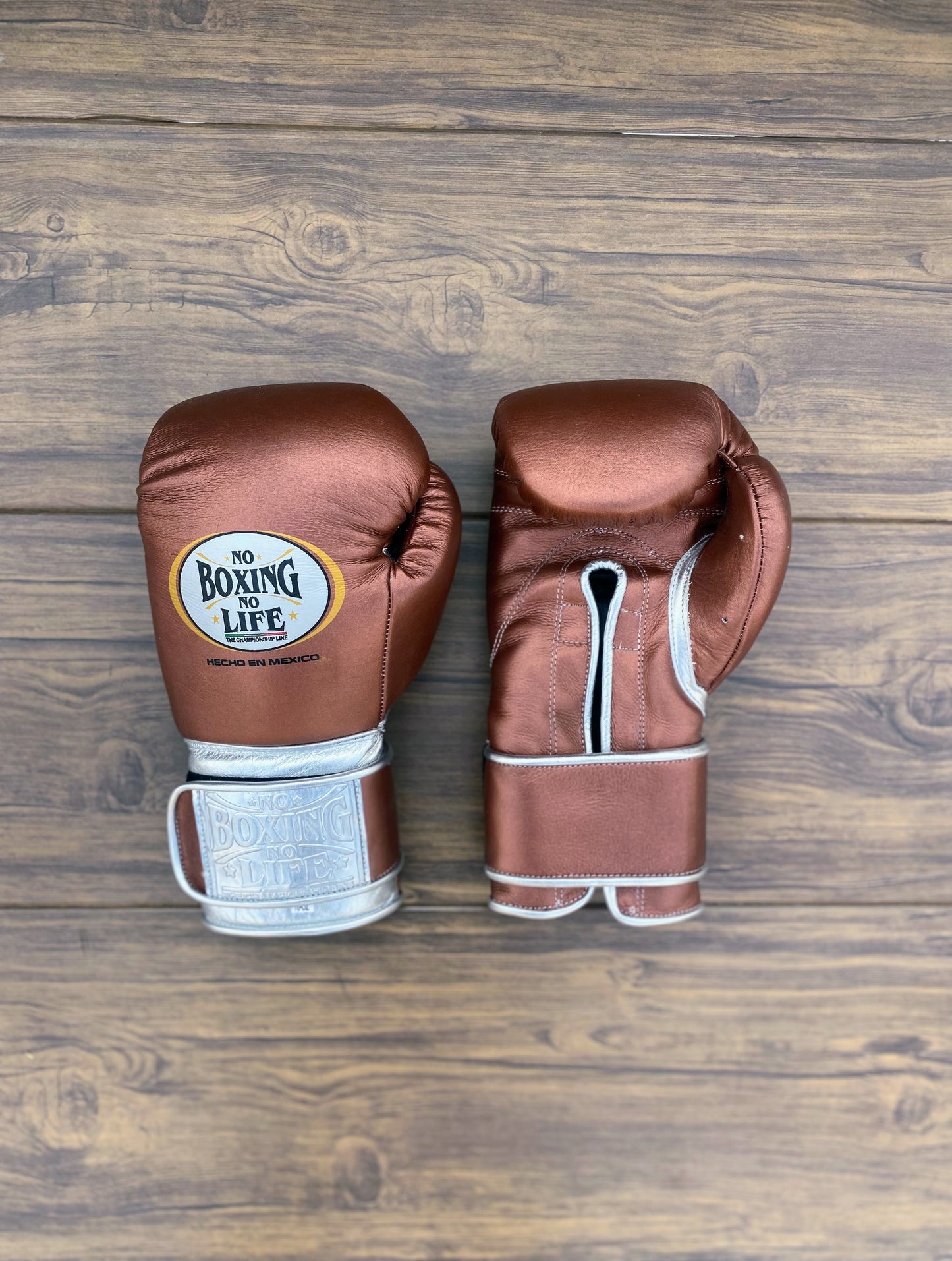 No Boxing No Life Brown/Silver Professional Training Boxing Gloves | Customizable