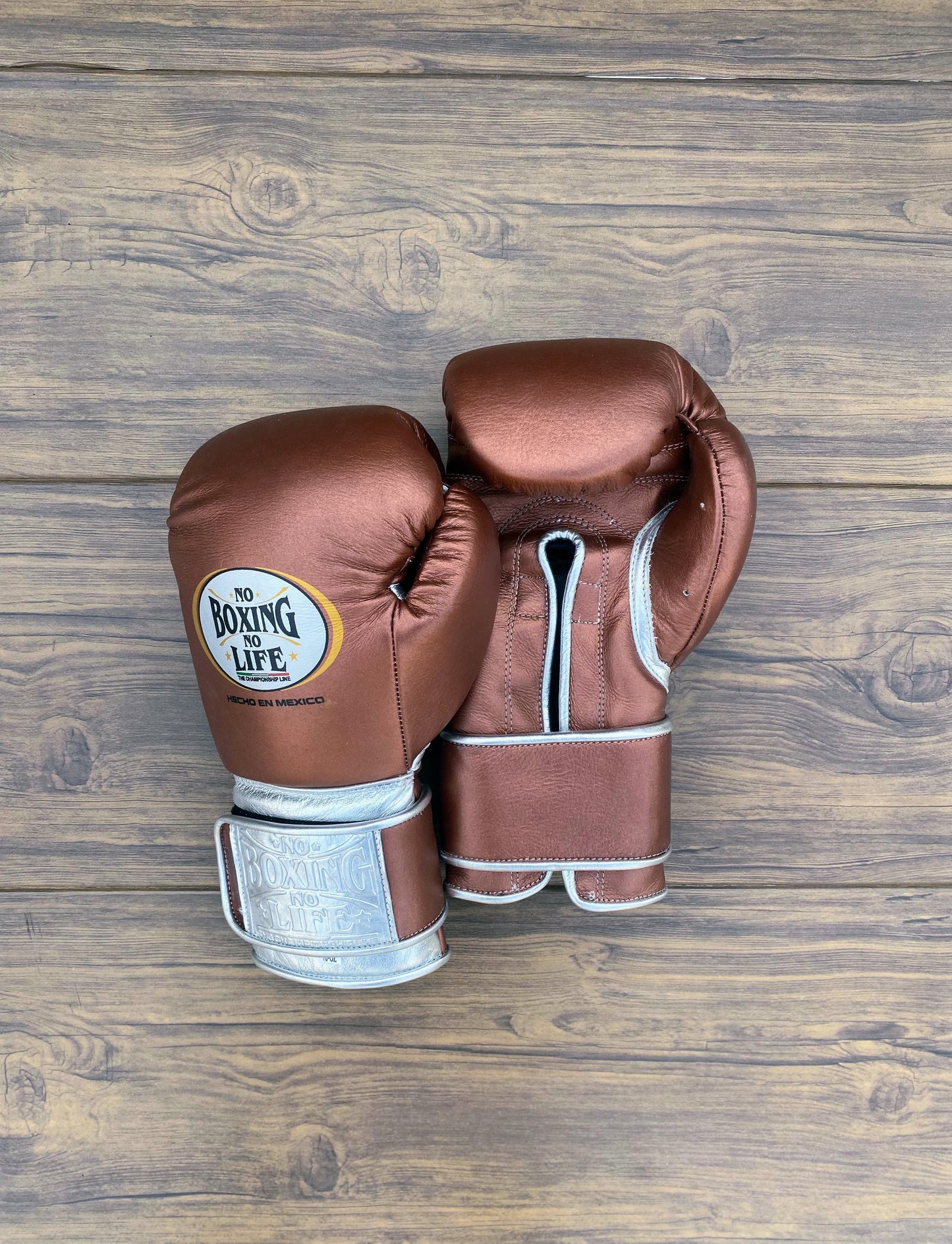 No Boxing No Life Brown/Silver Professional Training Boxing Gloves | Customizable