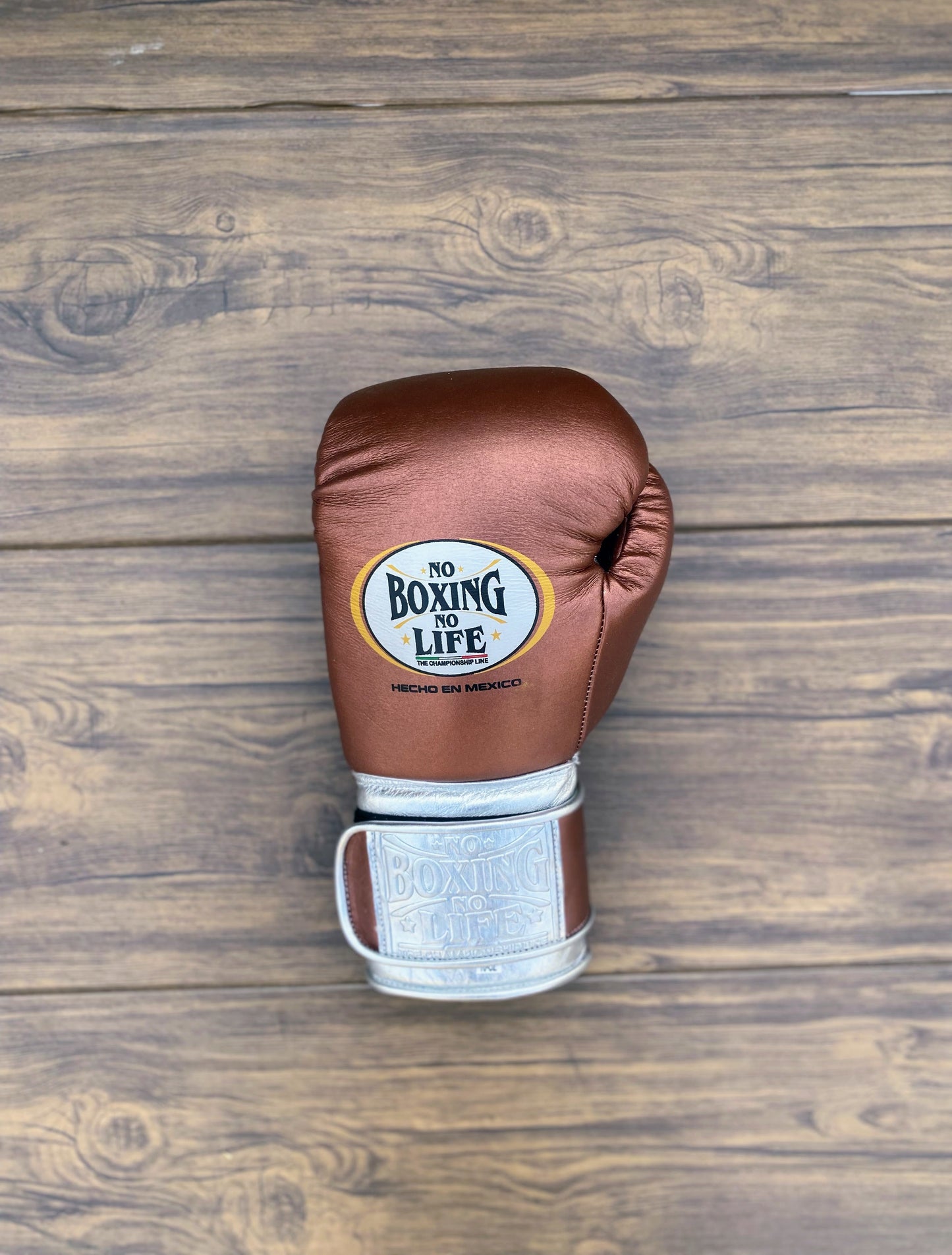 No Boxing No Life Brown/Silver Professional Training Boxing Gloves | Customizable