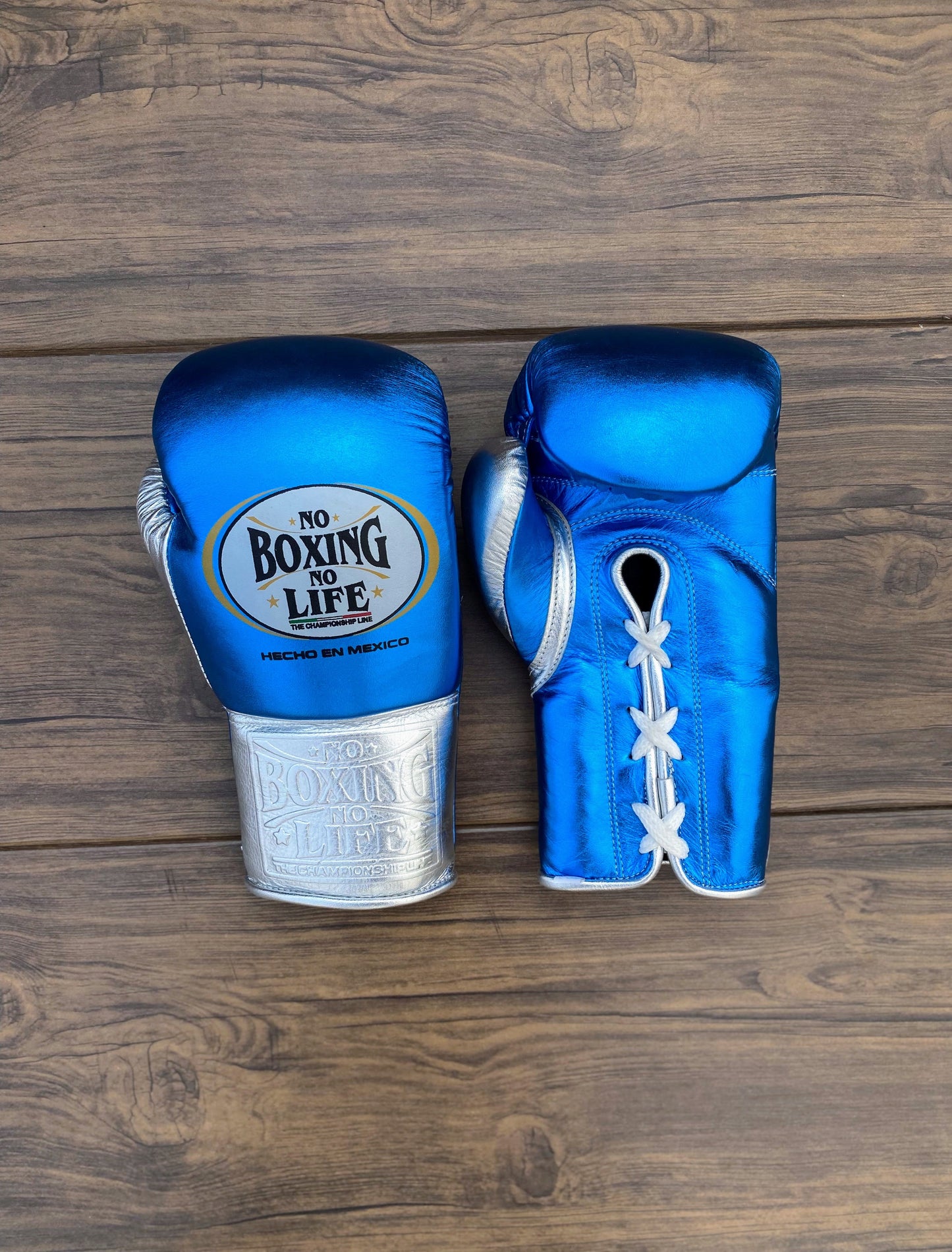 No boxing no life Blue/Silver boxing gears 4-24oz , professional soft-fit sparring gloves