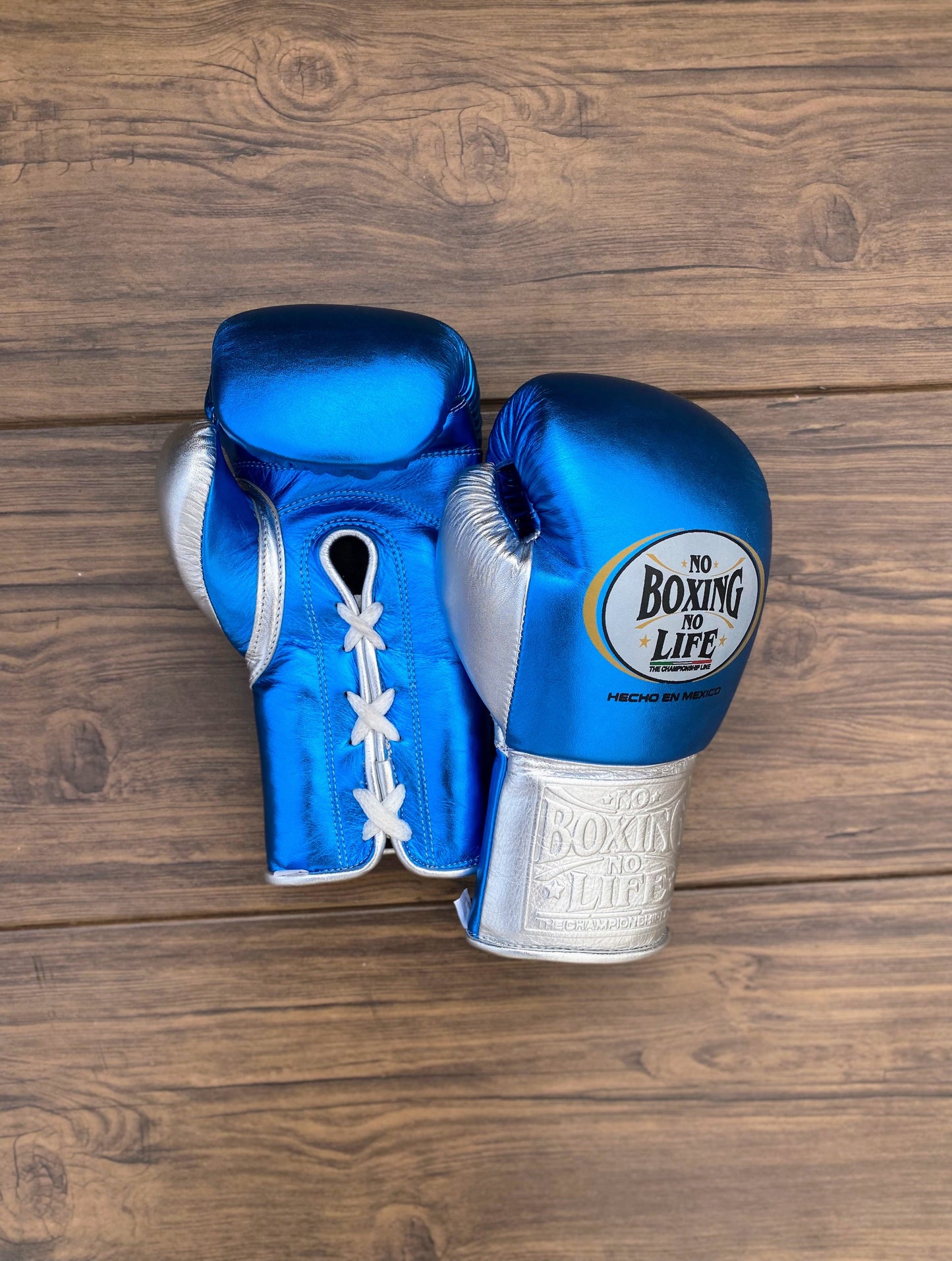 No boxing no life Blue/Silver boxing gears 4-24oz , professional soft-fit sparring gloves