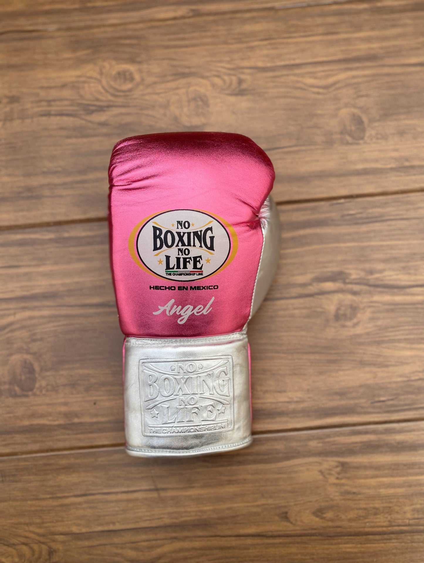 No boxing no life Pink/Silver boxing gloves, premium soft sparring training gear