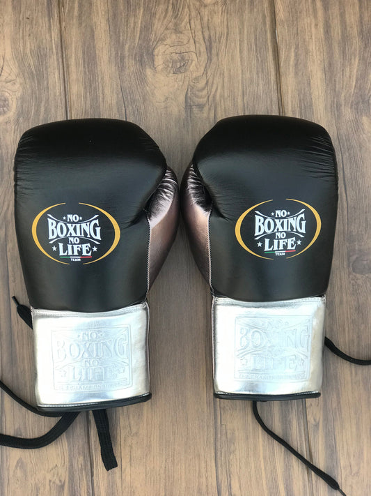 No boxing no life Silver/Black boxing gloves , ultra-soft sparring gloves