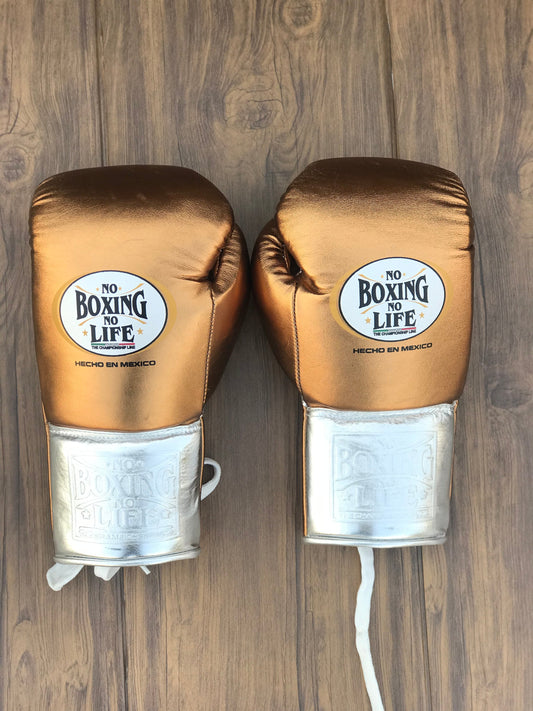 No Boxing No Life Brown/Silver Professional Training Boxing Gloves | Customizable Gloves