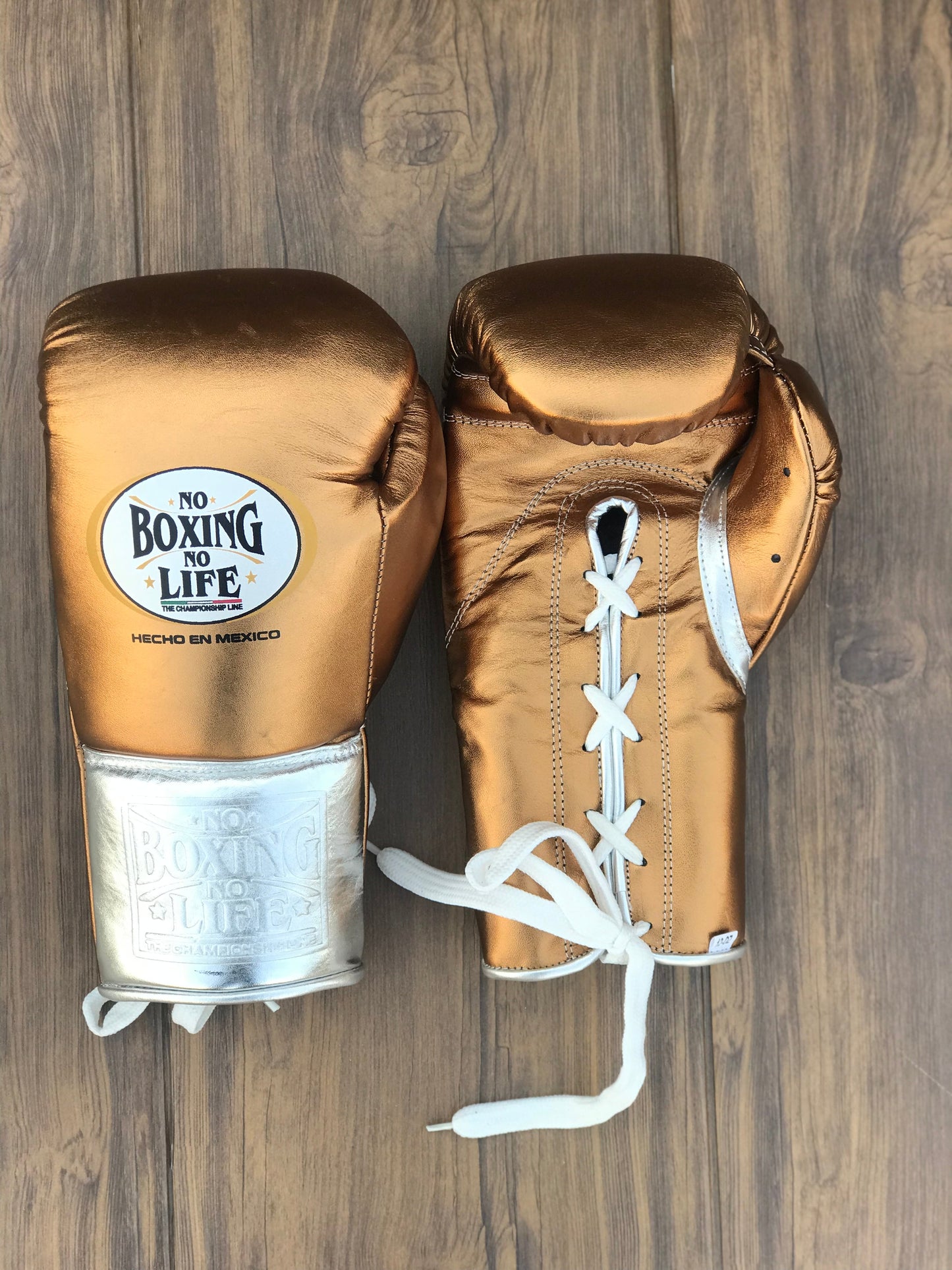 No Boxing No Life Brown/Silver Professional Training Boxing Gloves | Customizable Gloves