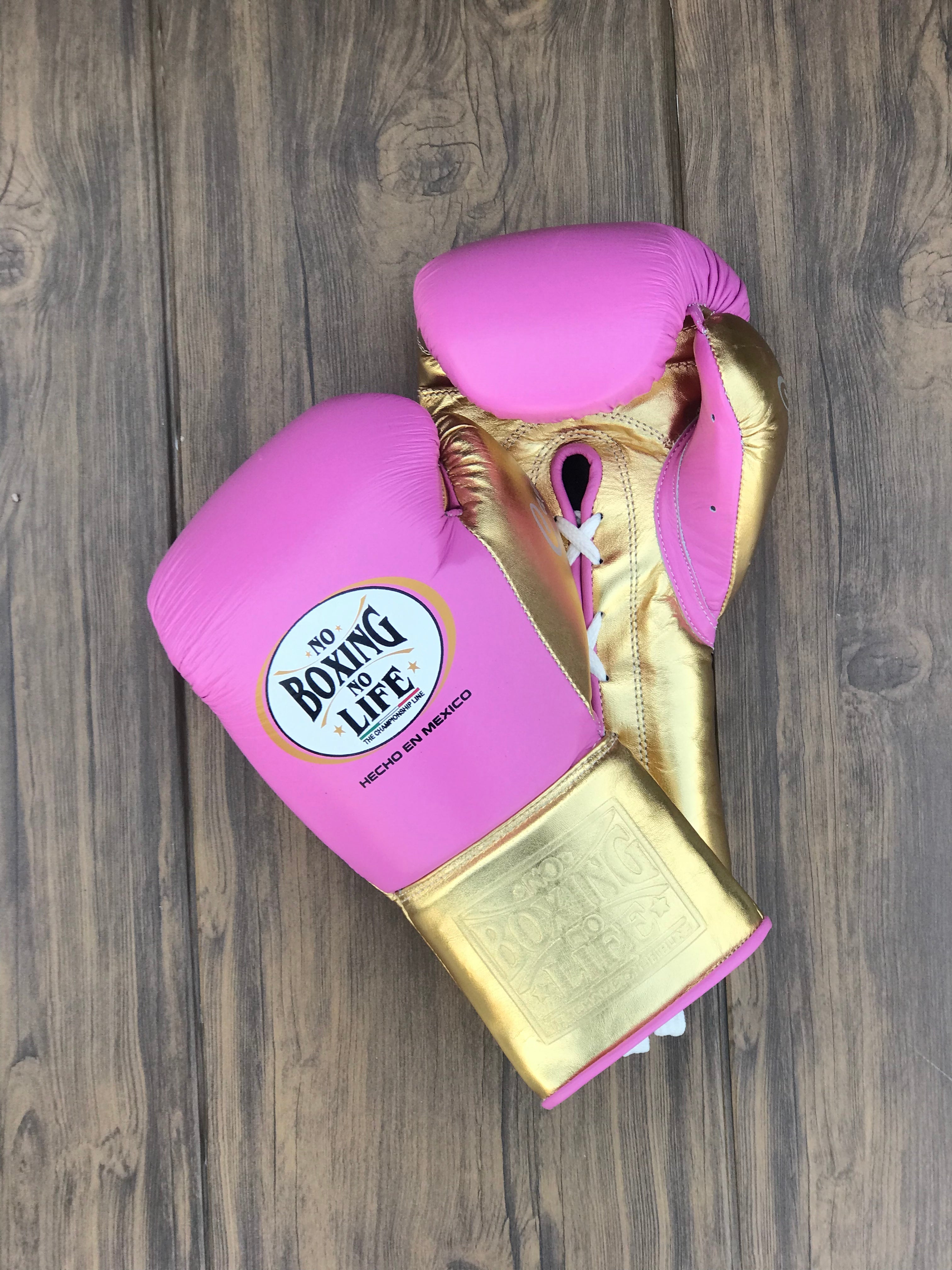 No Boxing No Life Boxing Gloves Pink/Gold Boxing Training