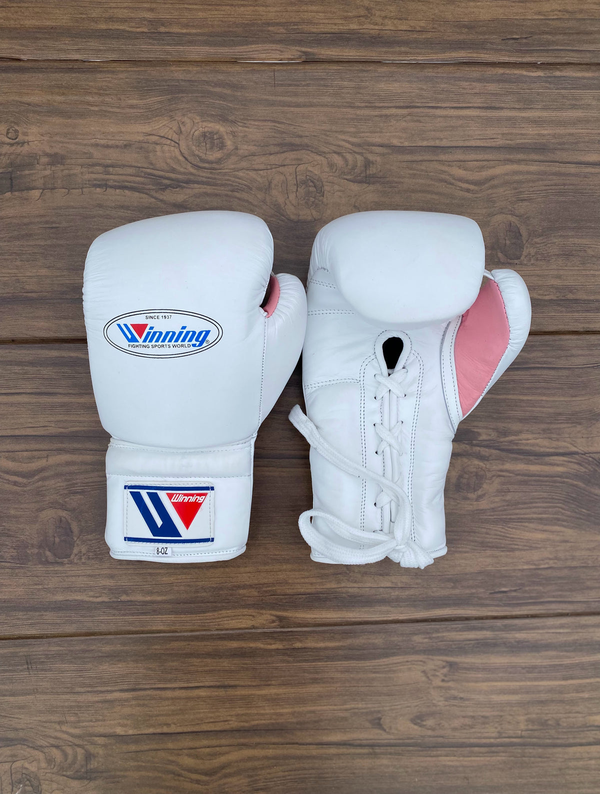 Winning Boxing Gloves White/Pink Customizable