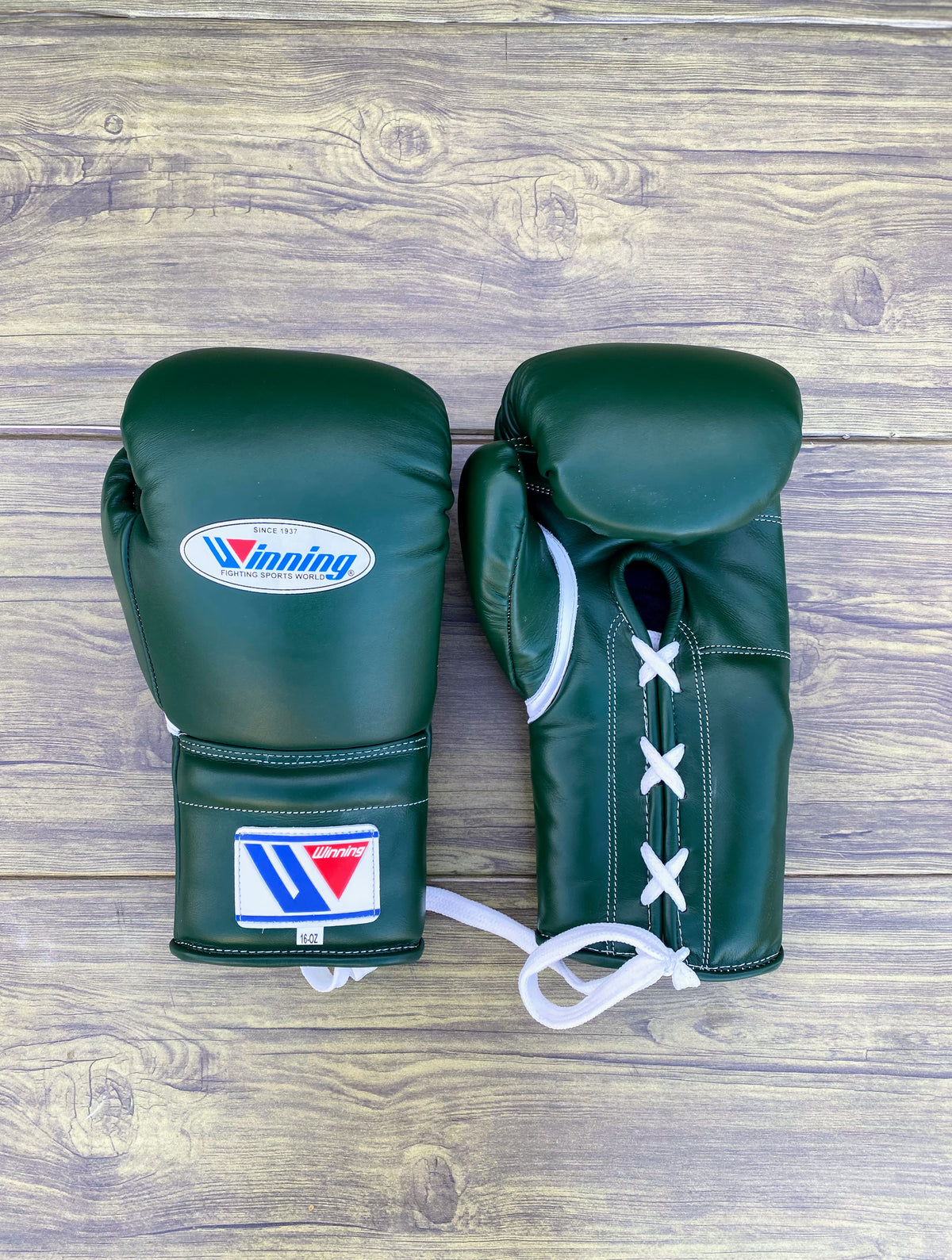 Winning Boxing Gloves Green Secure Fit Leather