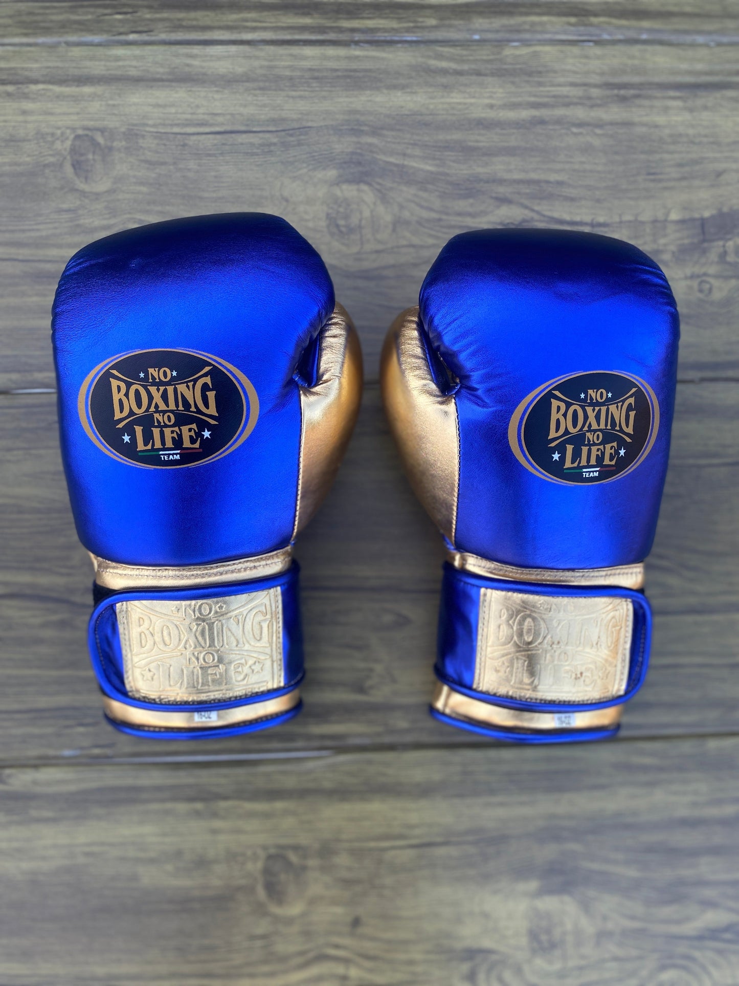 No Boxing No Life Blue/Gold Premium Training Boxing Gloves | Customizable Gears