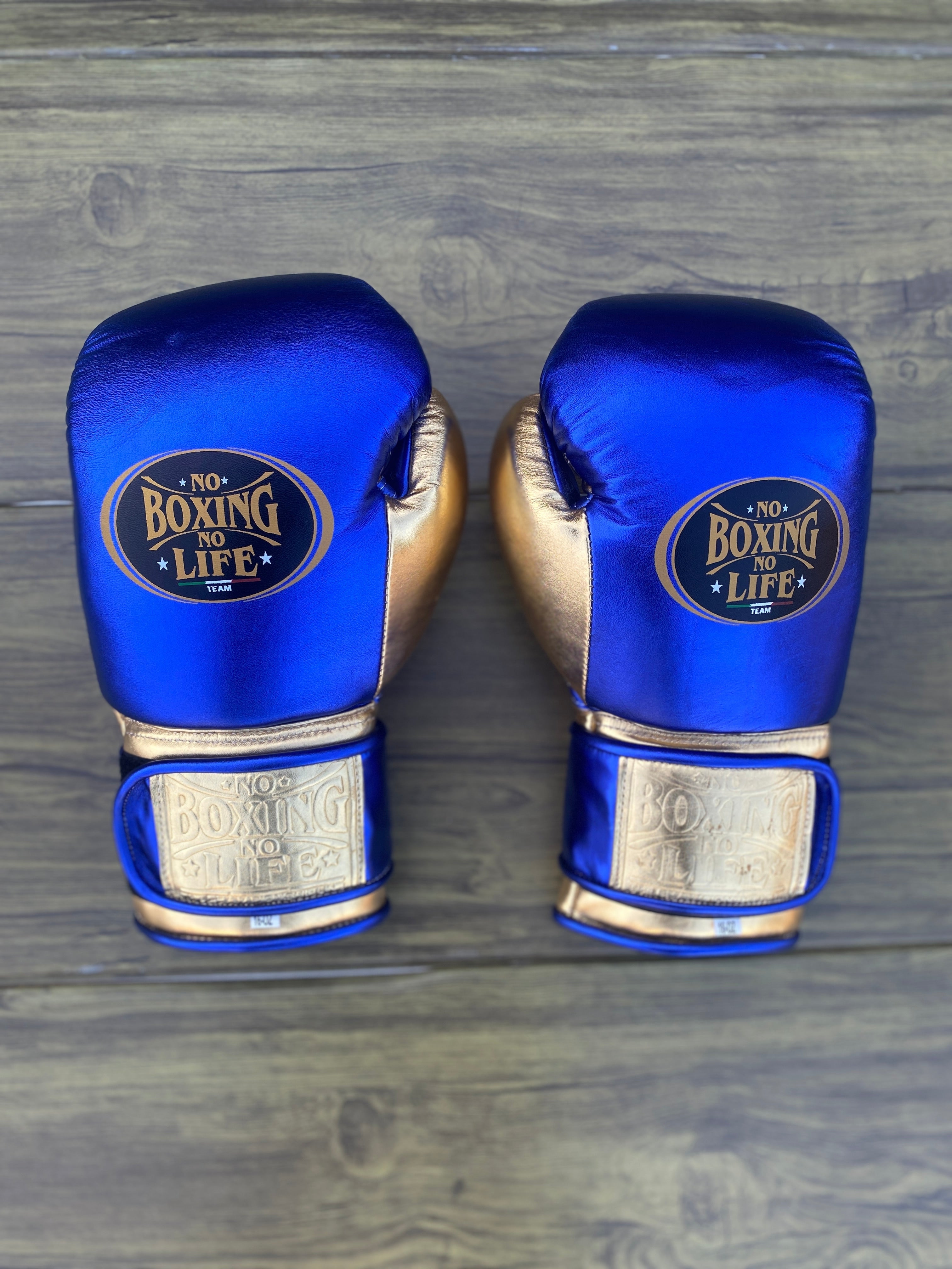 No Boxing No Life Boxing Gloves Blue/Gold Boxing Training