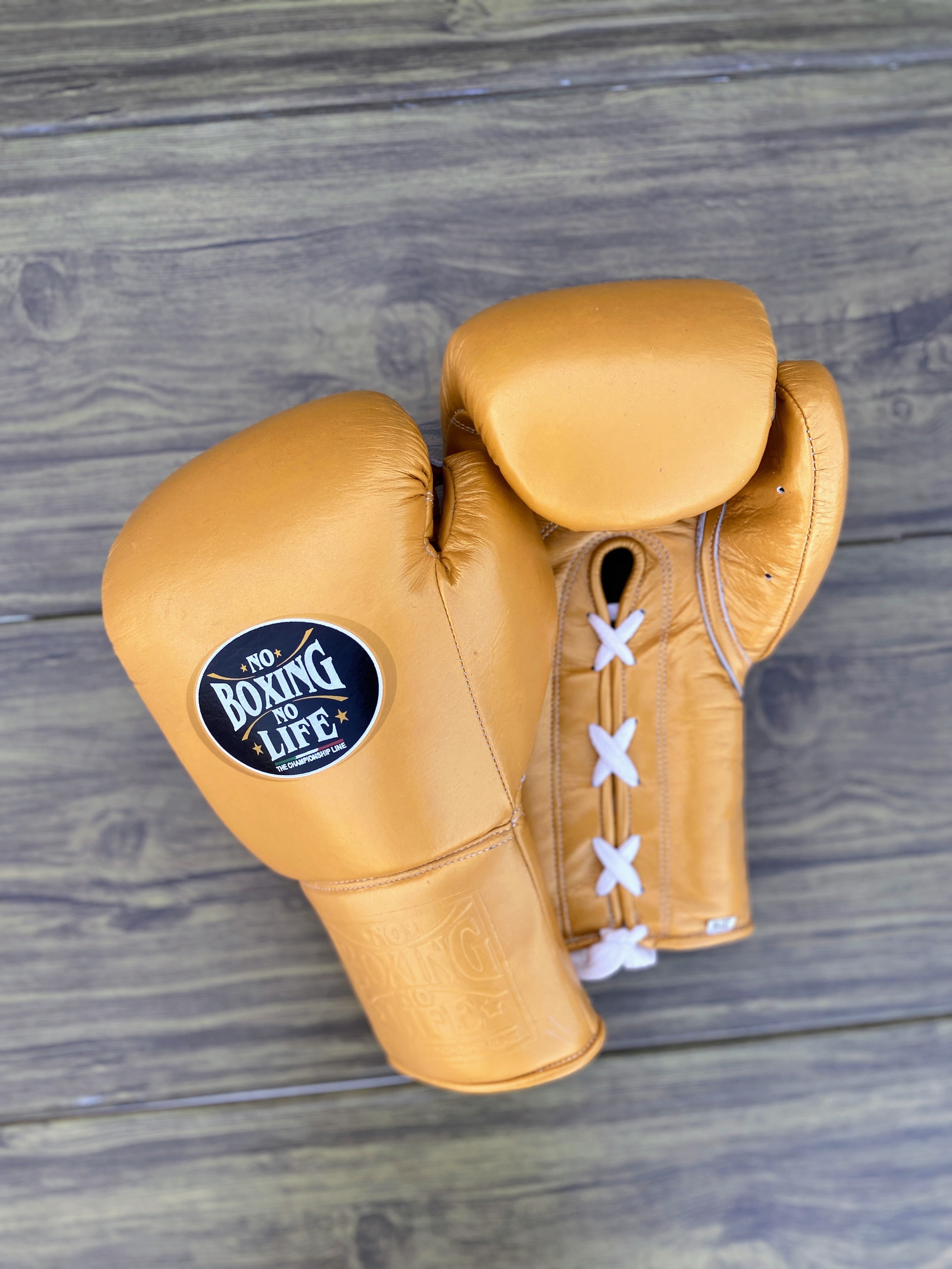 No Boxing No Life Boxing Gloves Gold Durable Leather