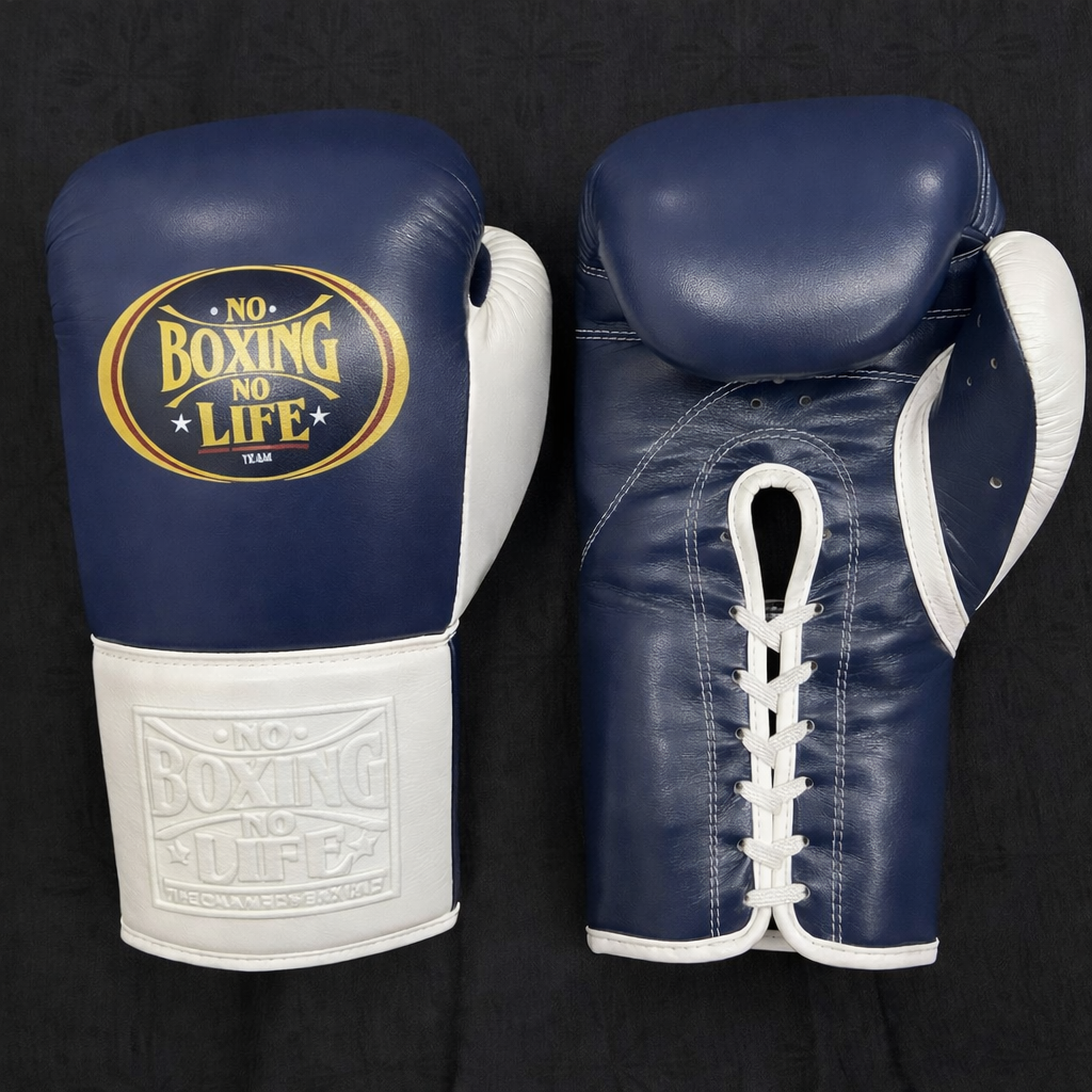 No Boxing No Life Boxing Gloves Dark-Blue/White Leather