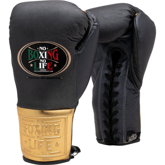 No Boxing No Life Black/Gold Professional Sparring Boxing Gloves | Customizable