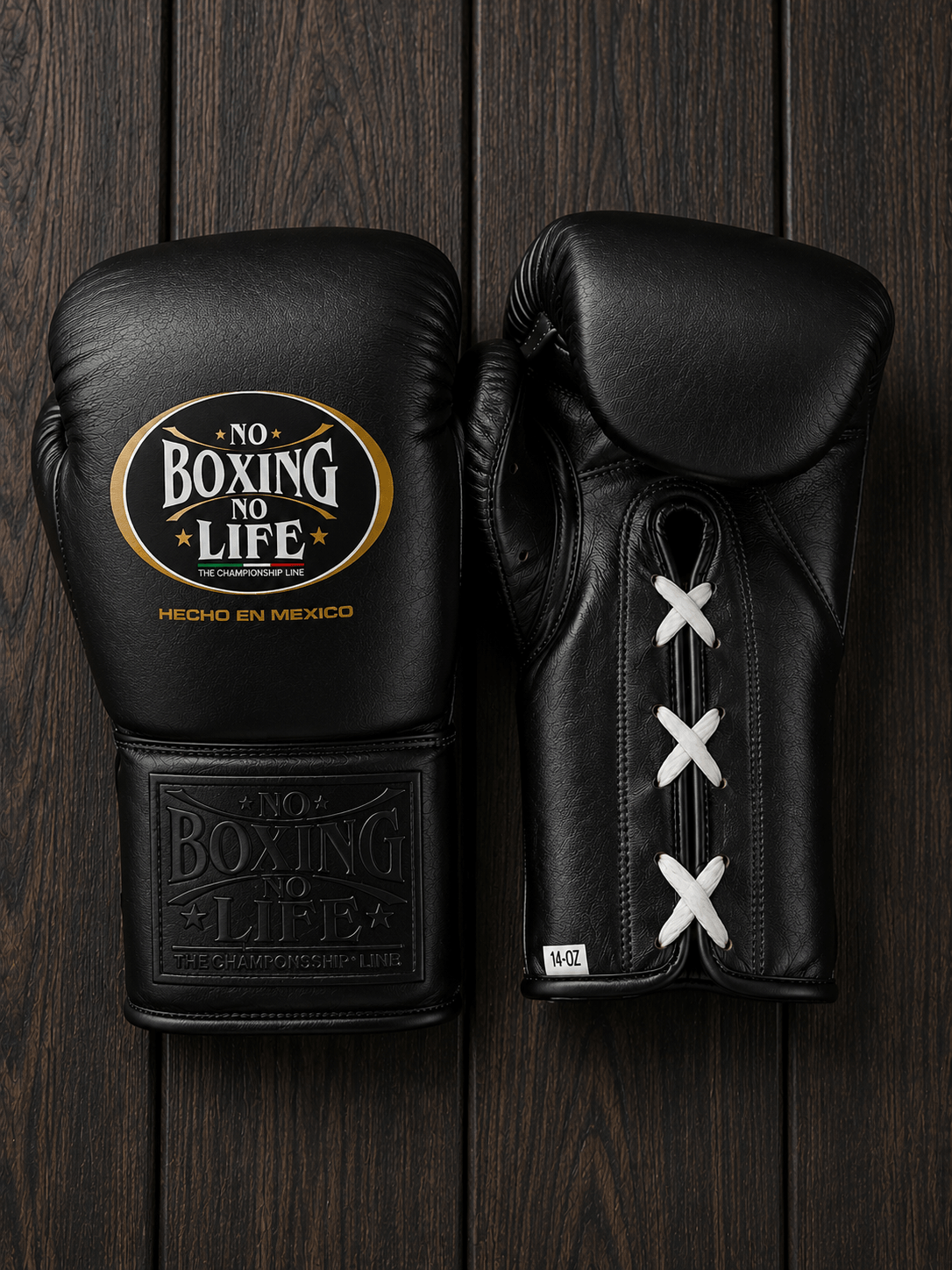 No Boxing No Life Boxing Gloves Black Secure Fit Leather