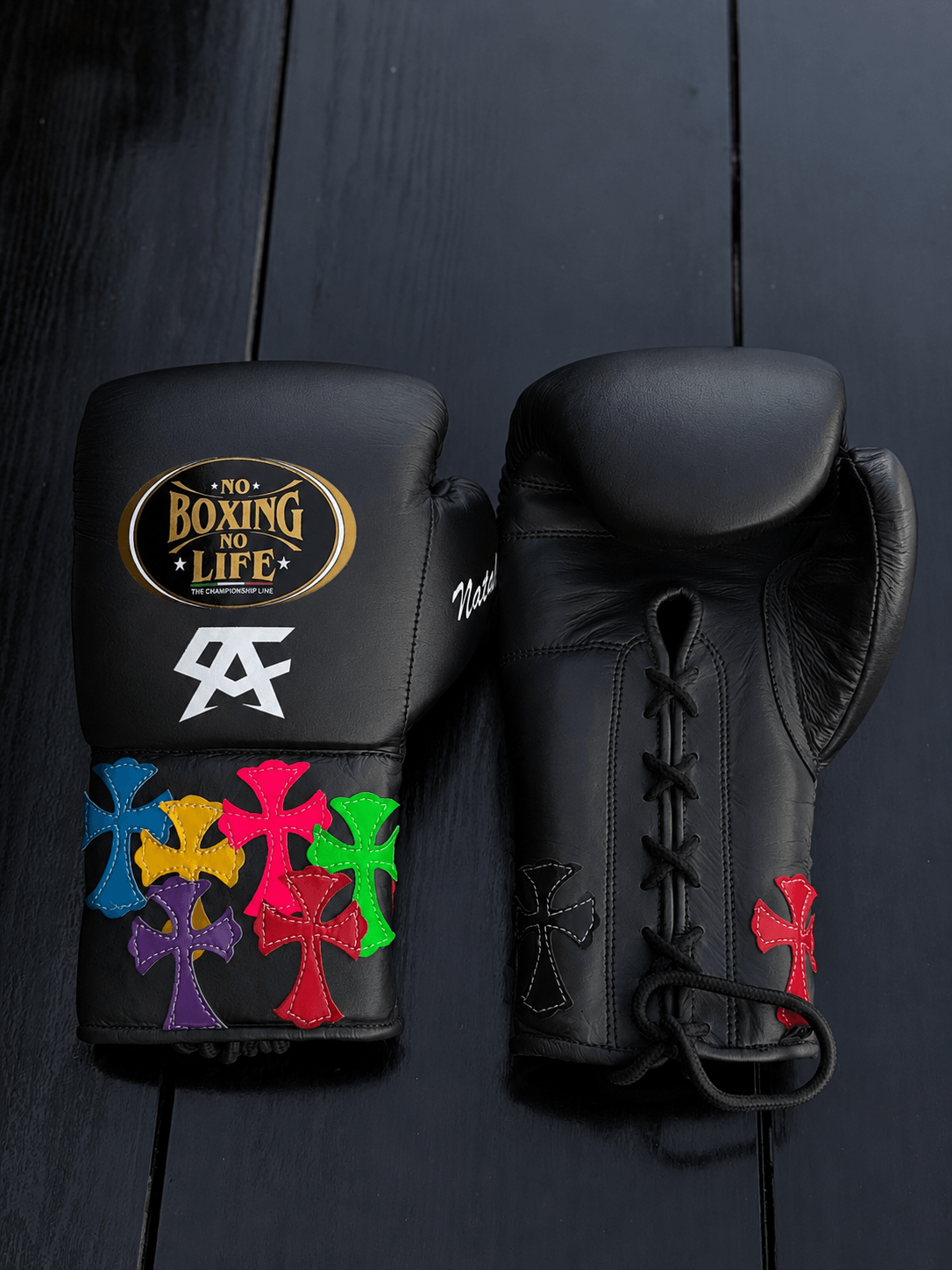 No Boxing No Life Boxing Gloves Black Durable Leather