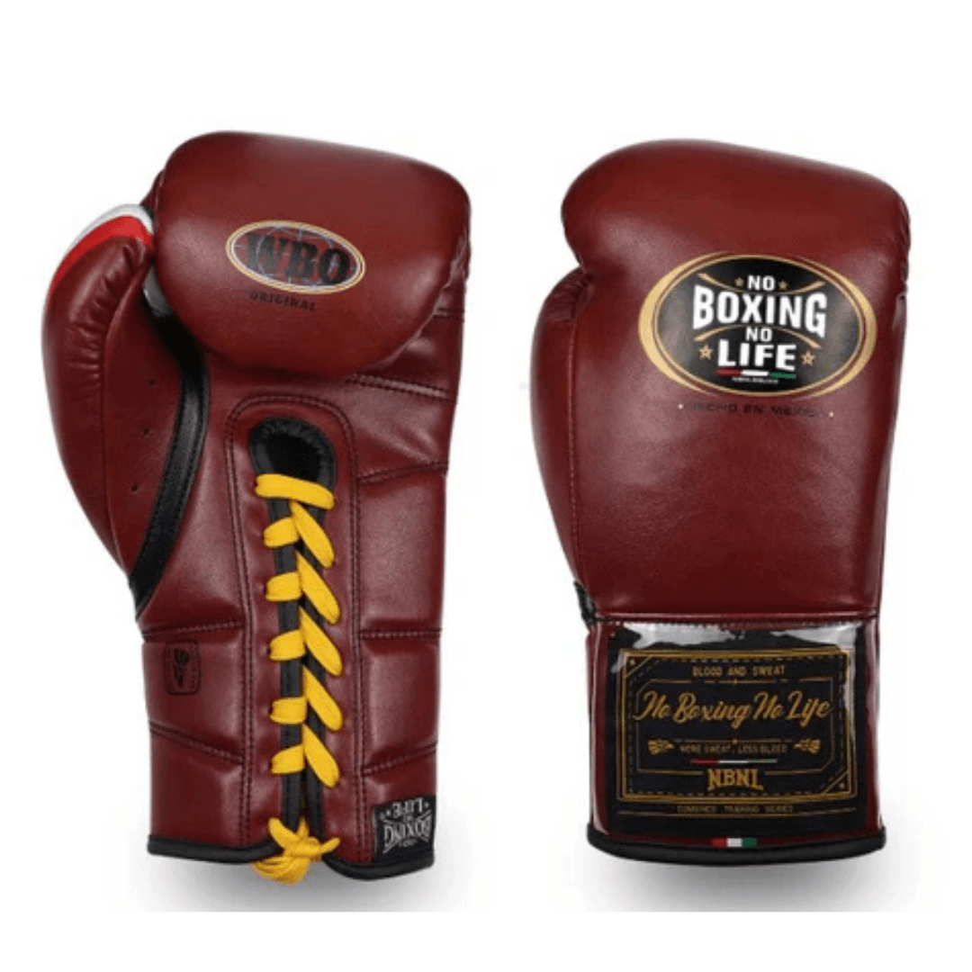 No Boxing No Life Gloves Brown/Black Curved Leather Gloves for MMA Training