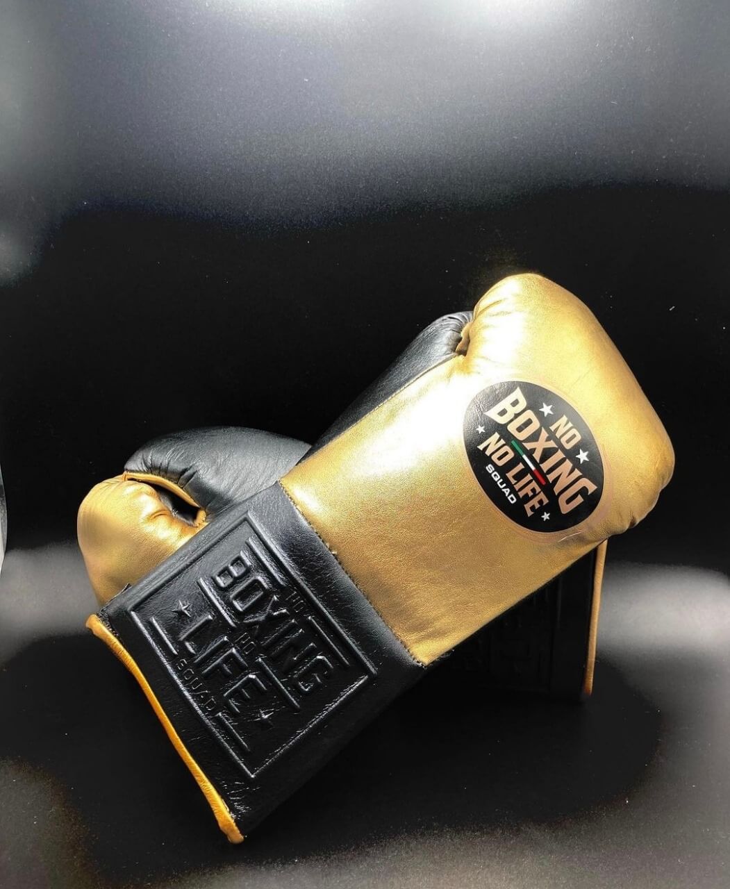 No Boxing No Life Gloves Gold/Black Padded Gloves for Training