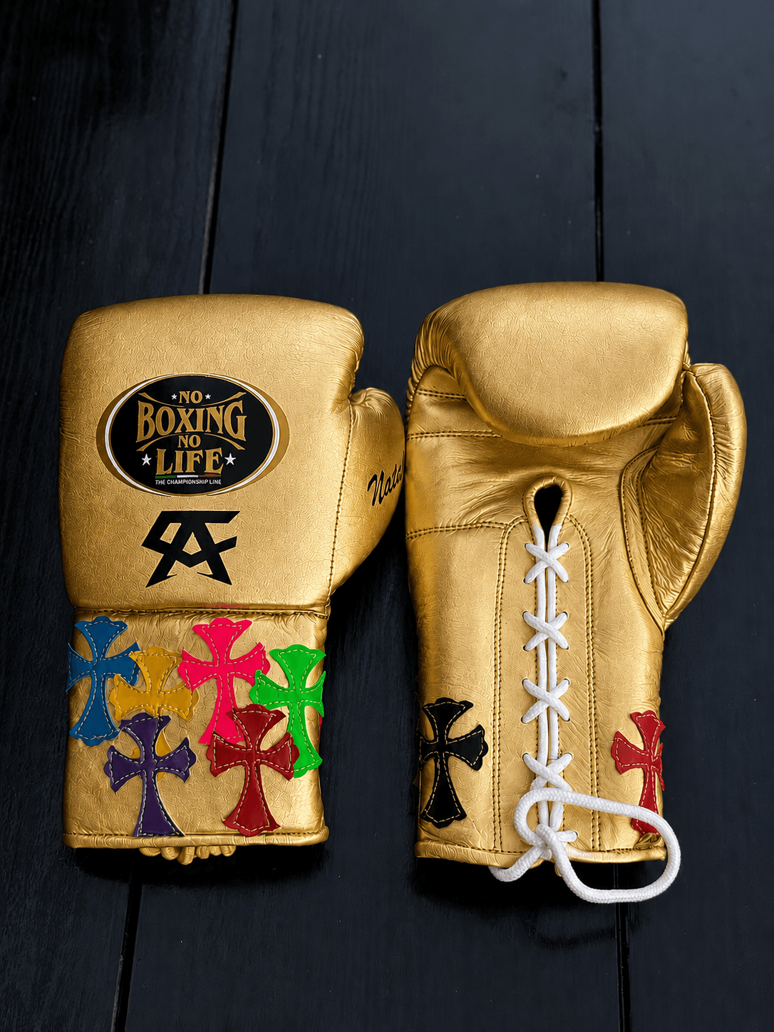No Boxing No Life Boxing Gloves Golden Leather