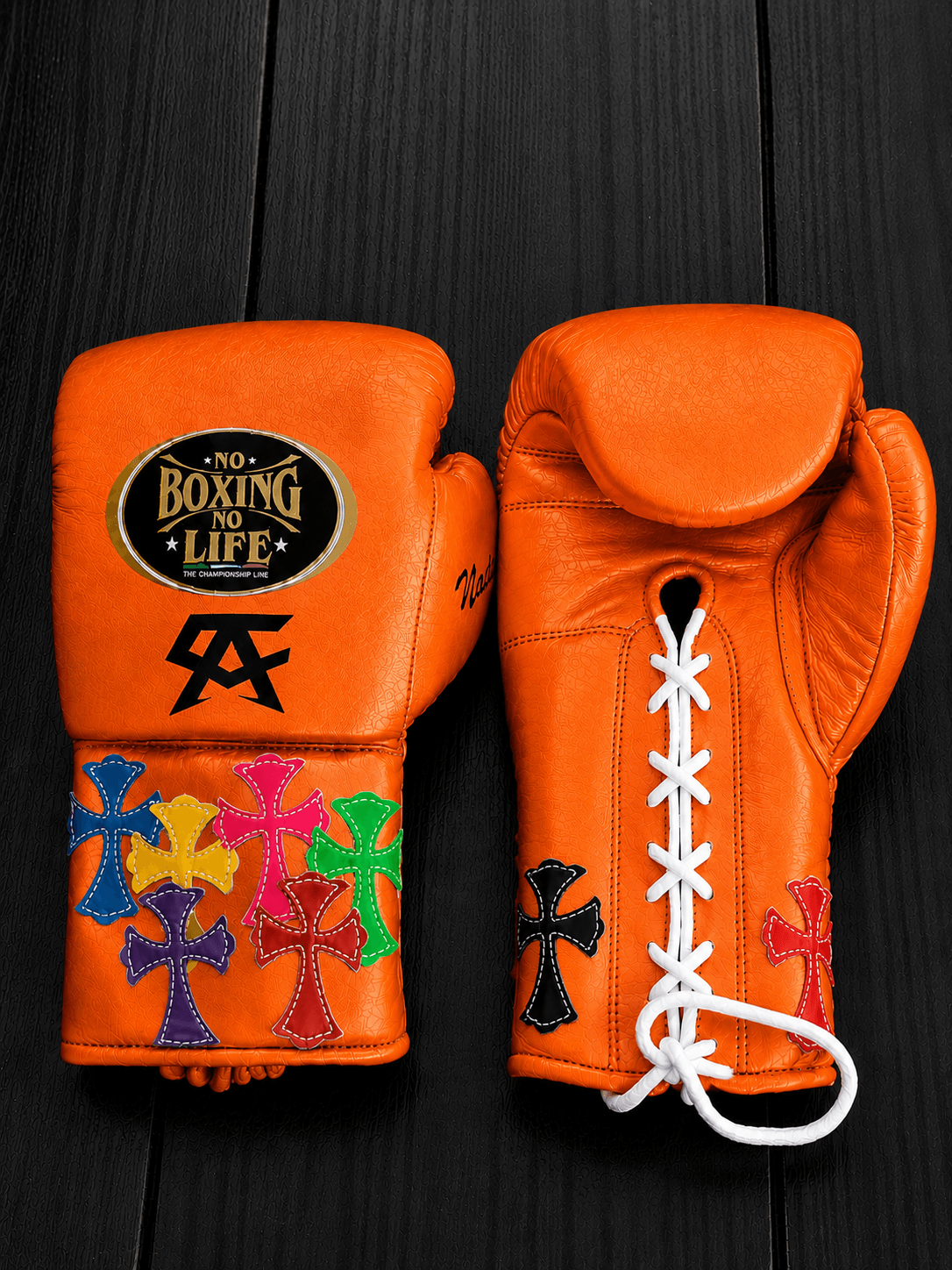 No Boxing No Life Boxing Gloves Orange Leather